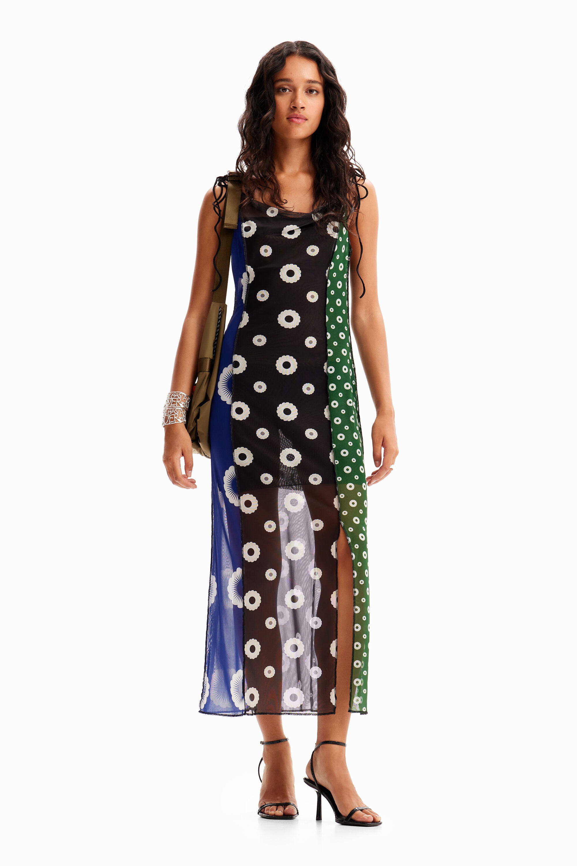 Vestido midi lencero geom&eacute;trico