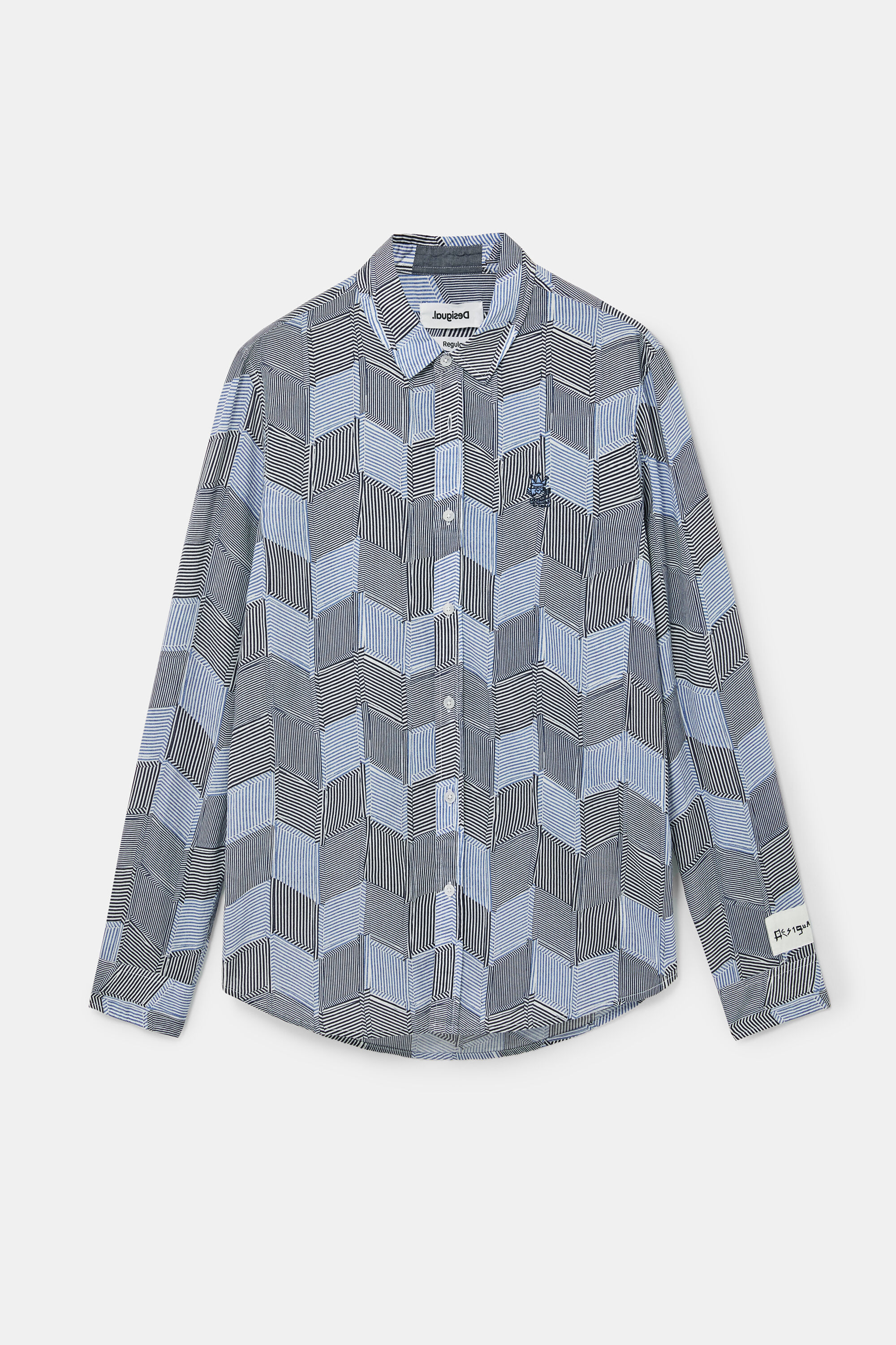 Camisa rombos rayas 100% algod&oacute;n