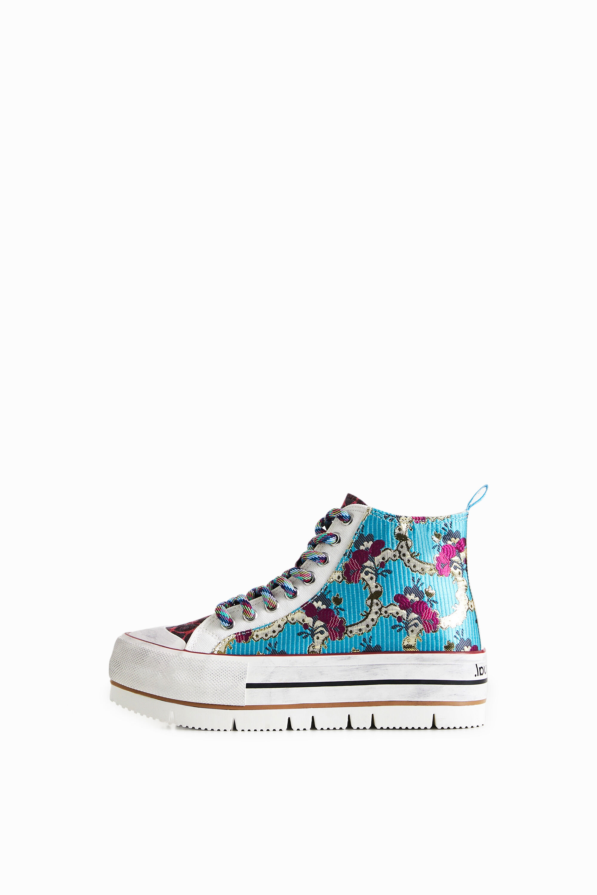 Sneakers altas plataforma patch floral