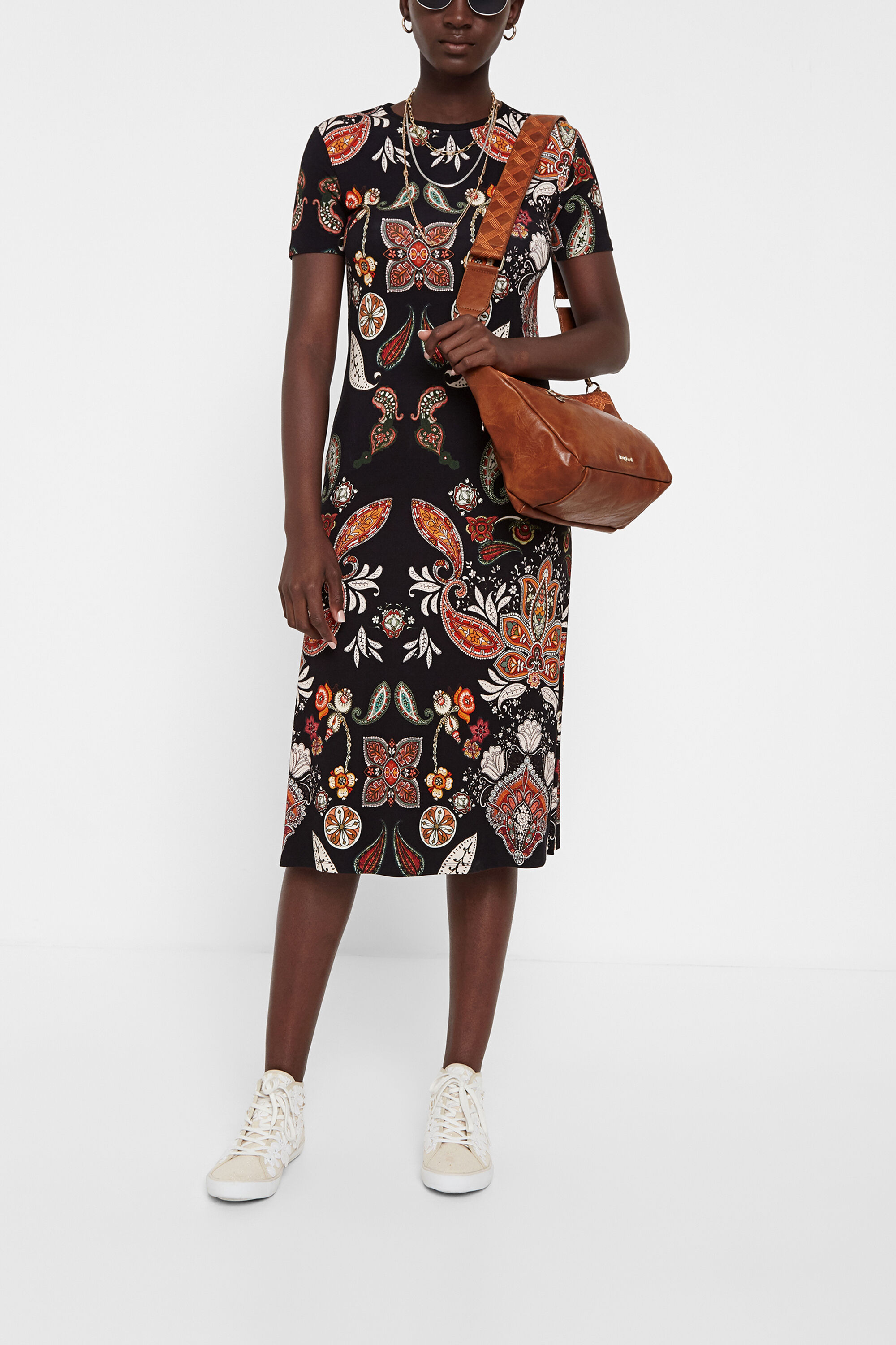Vestido midi estampaci&oacute;n paisley