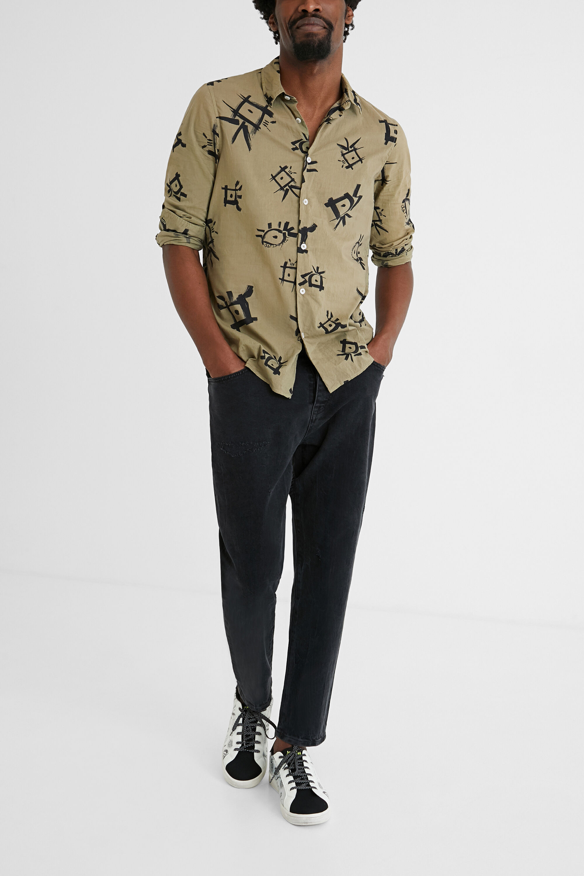 Camisa algod&oacute;n estampada