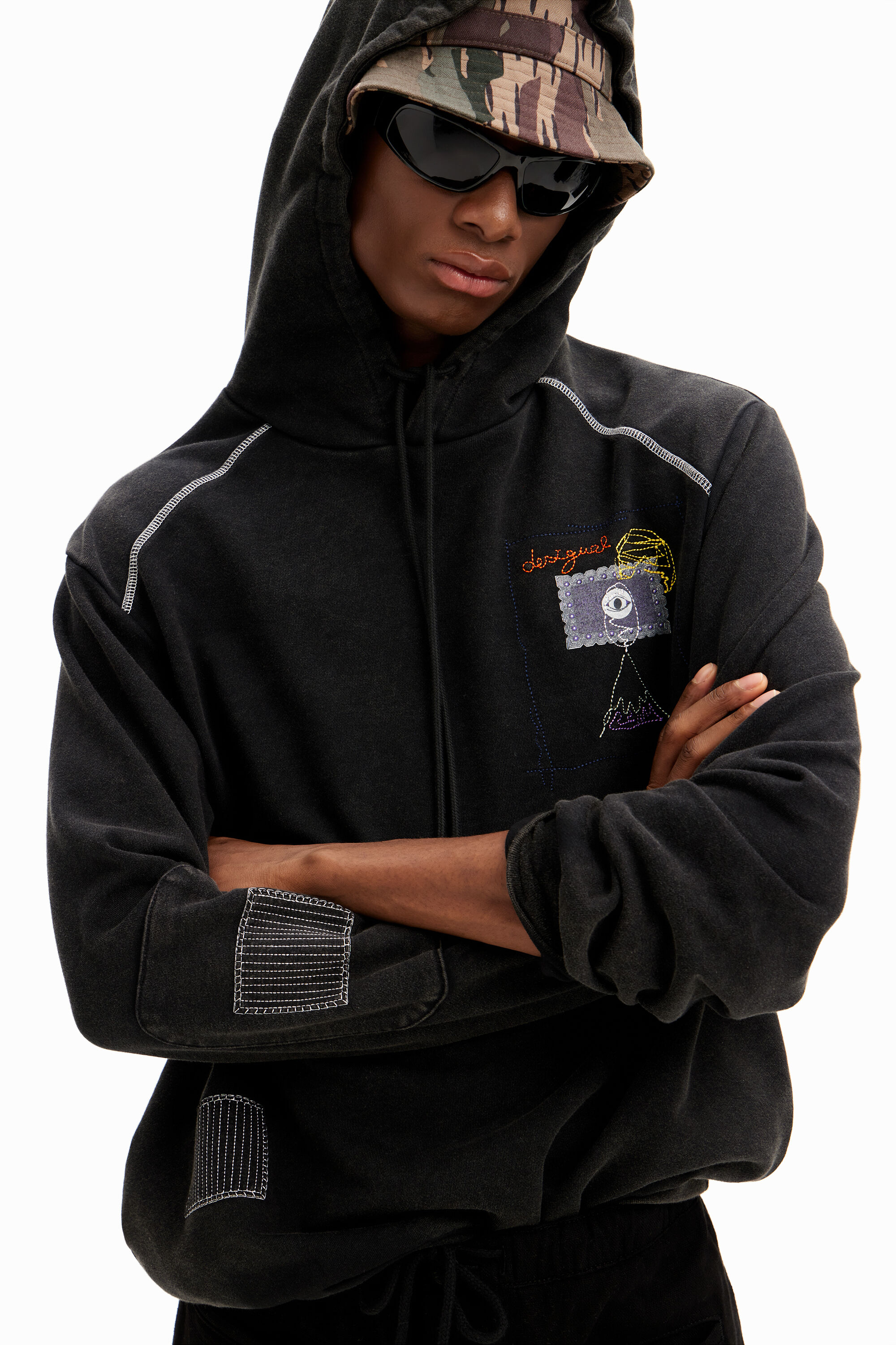 Sudadera patchwork mensaje