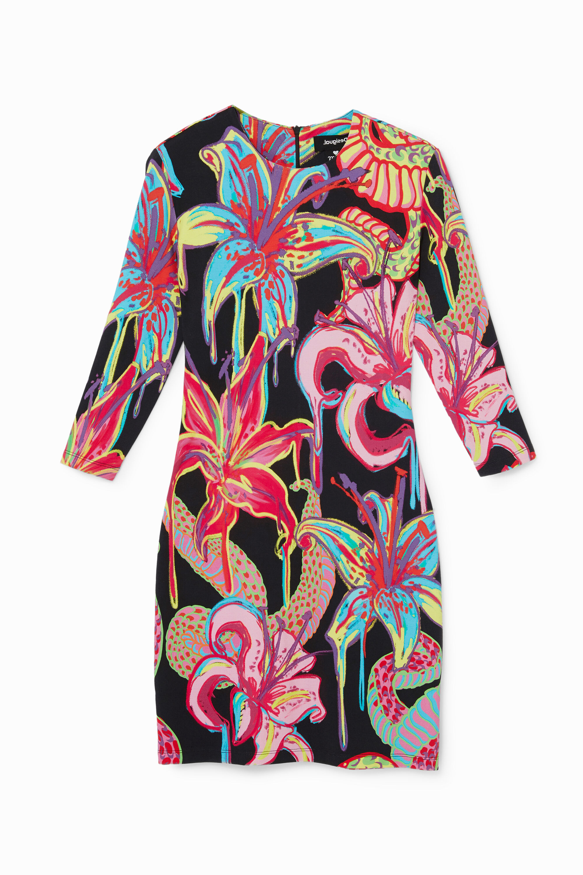 Vestido slim manga 3/4
