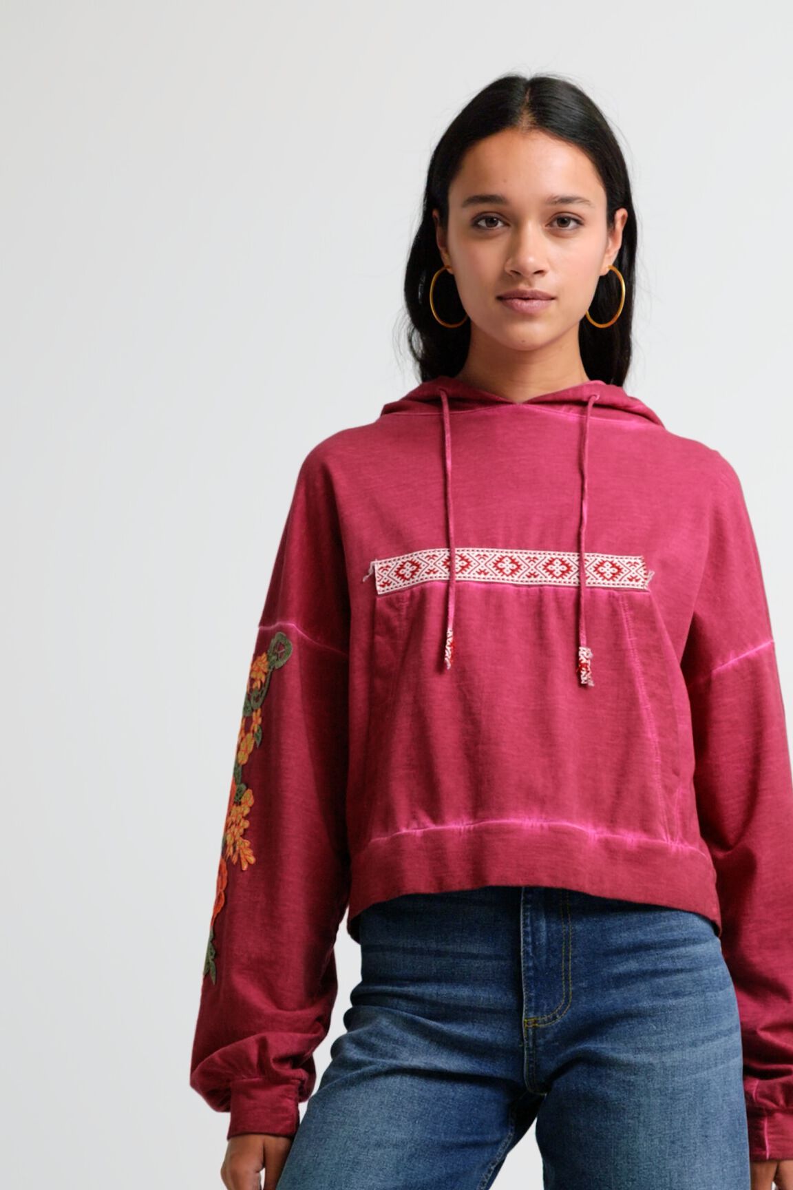 Sudadera corta canguro