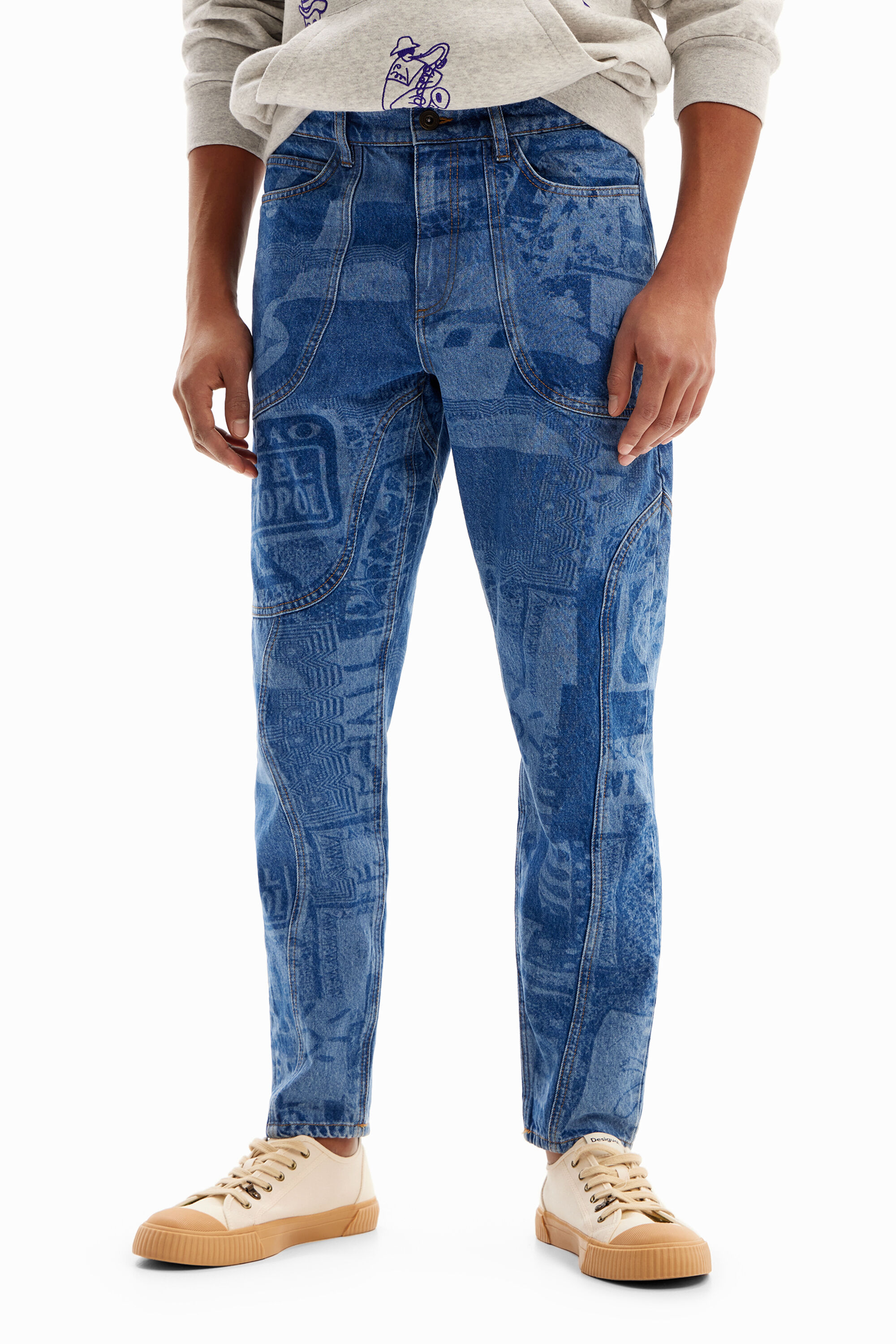 Vaqueros Carrot estampado l&aacute;ser