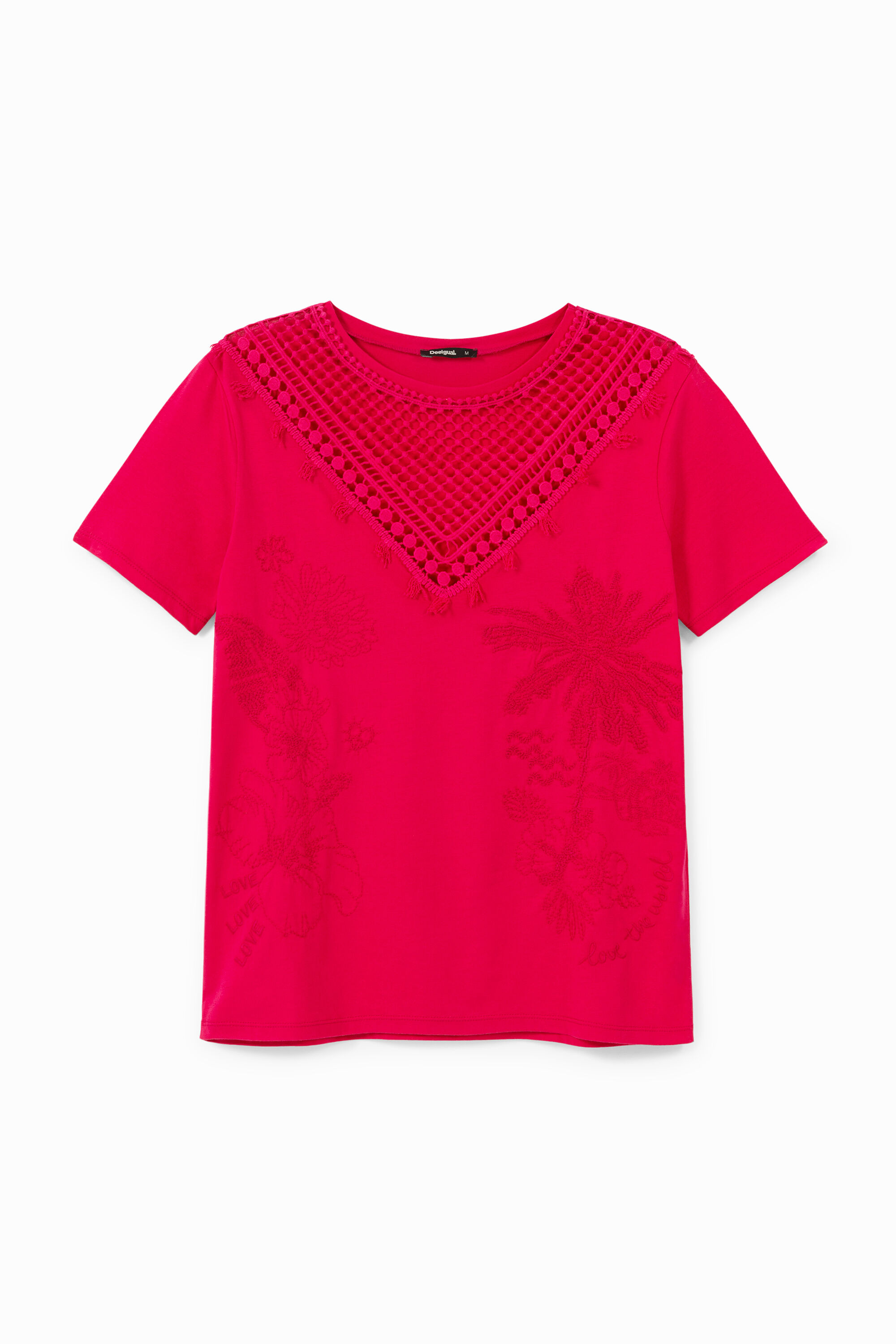 Camiseta bordado pico frontal