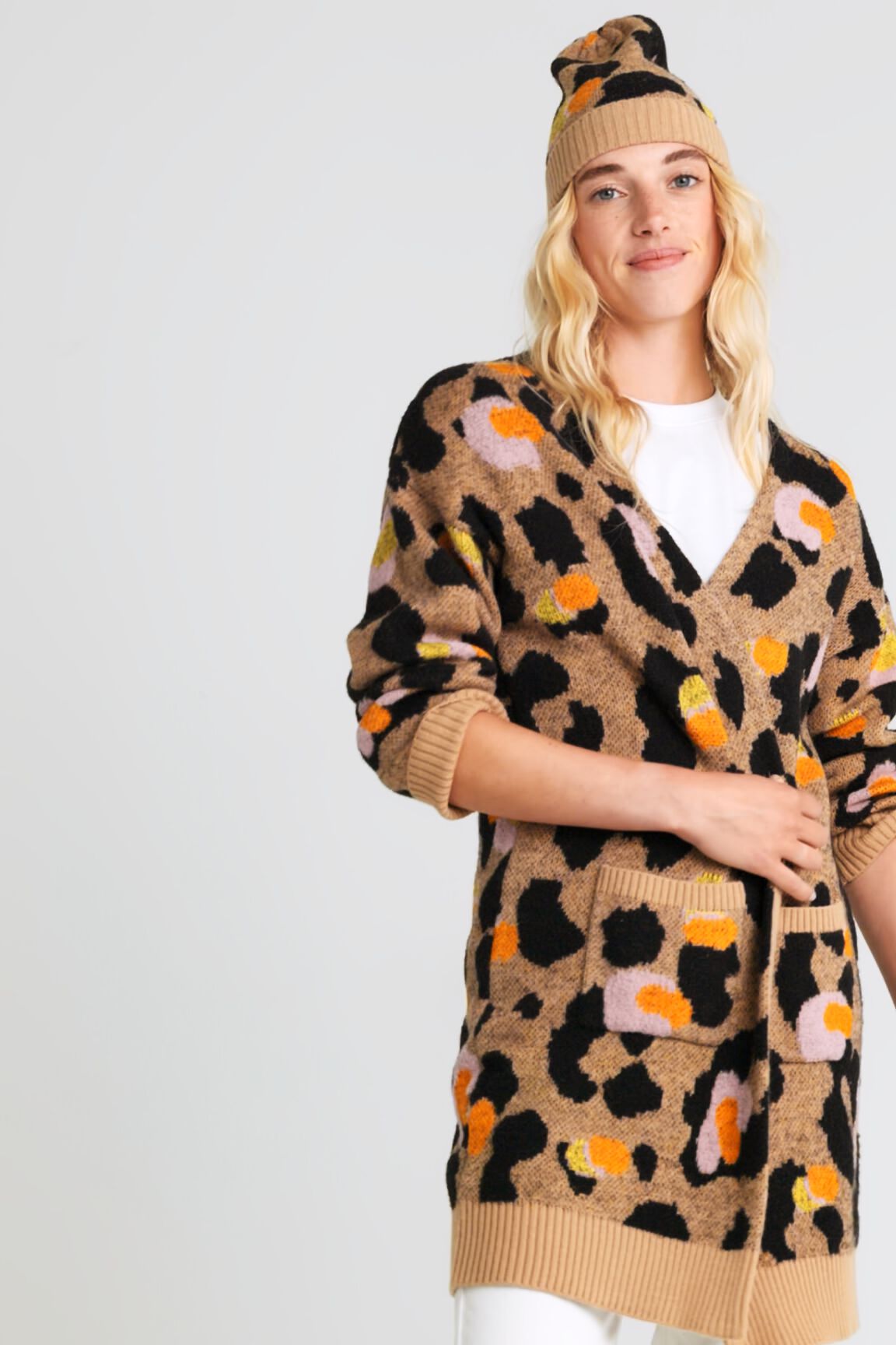 Chaqueta larga animal print