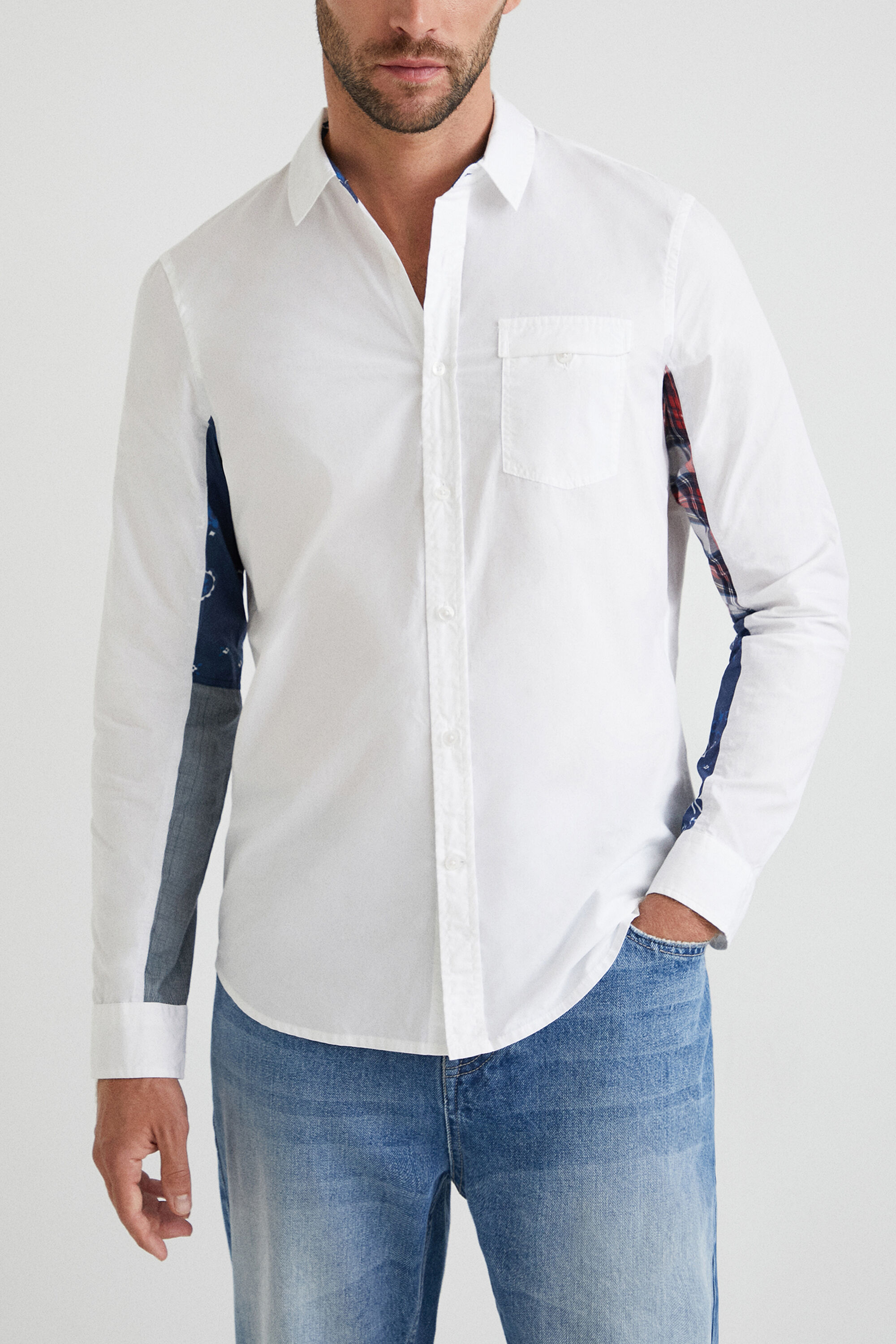 Camisa mangas patch estampado