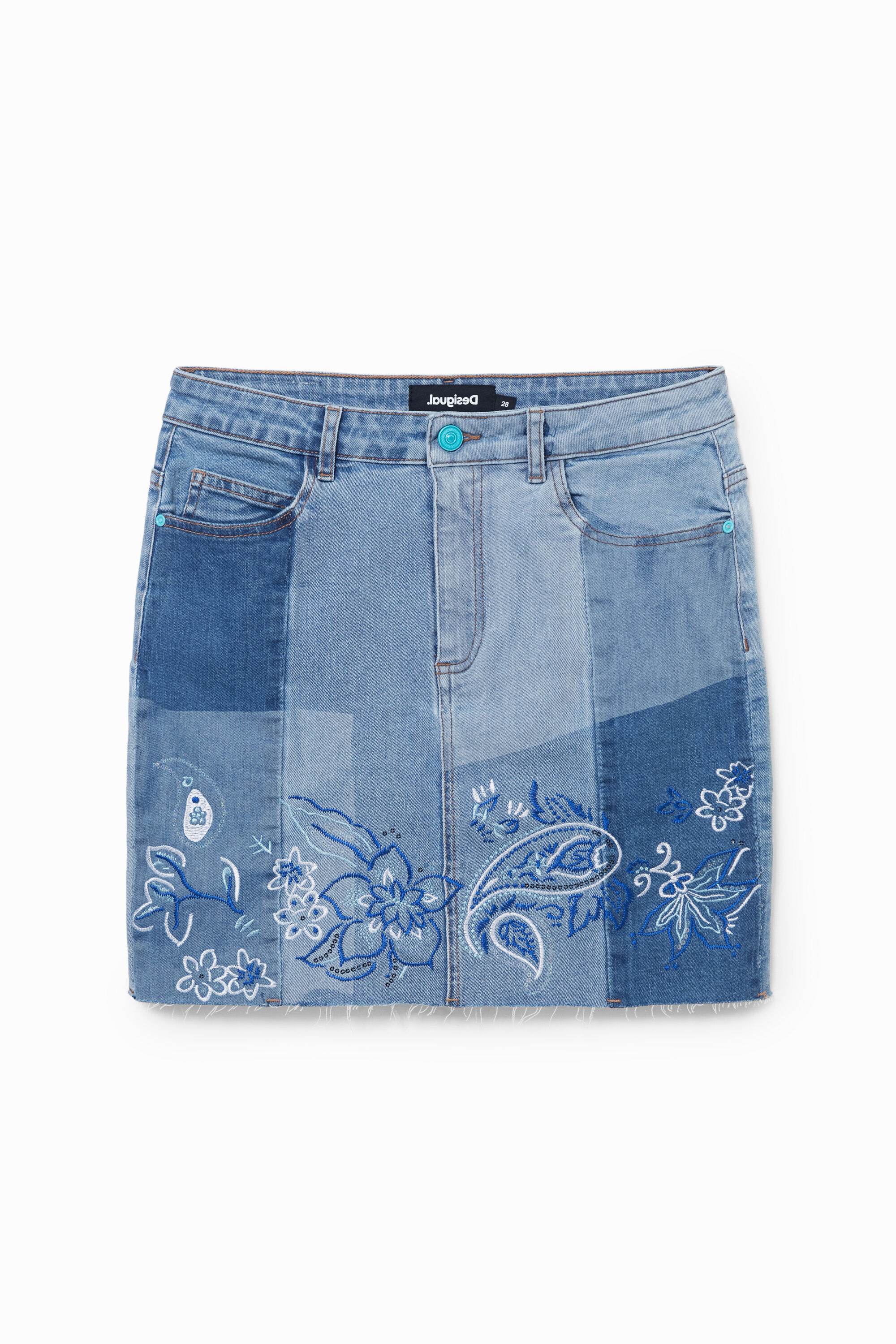 Falda corta vaquera paisley