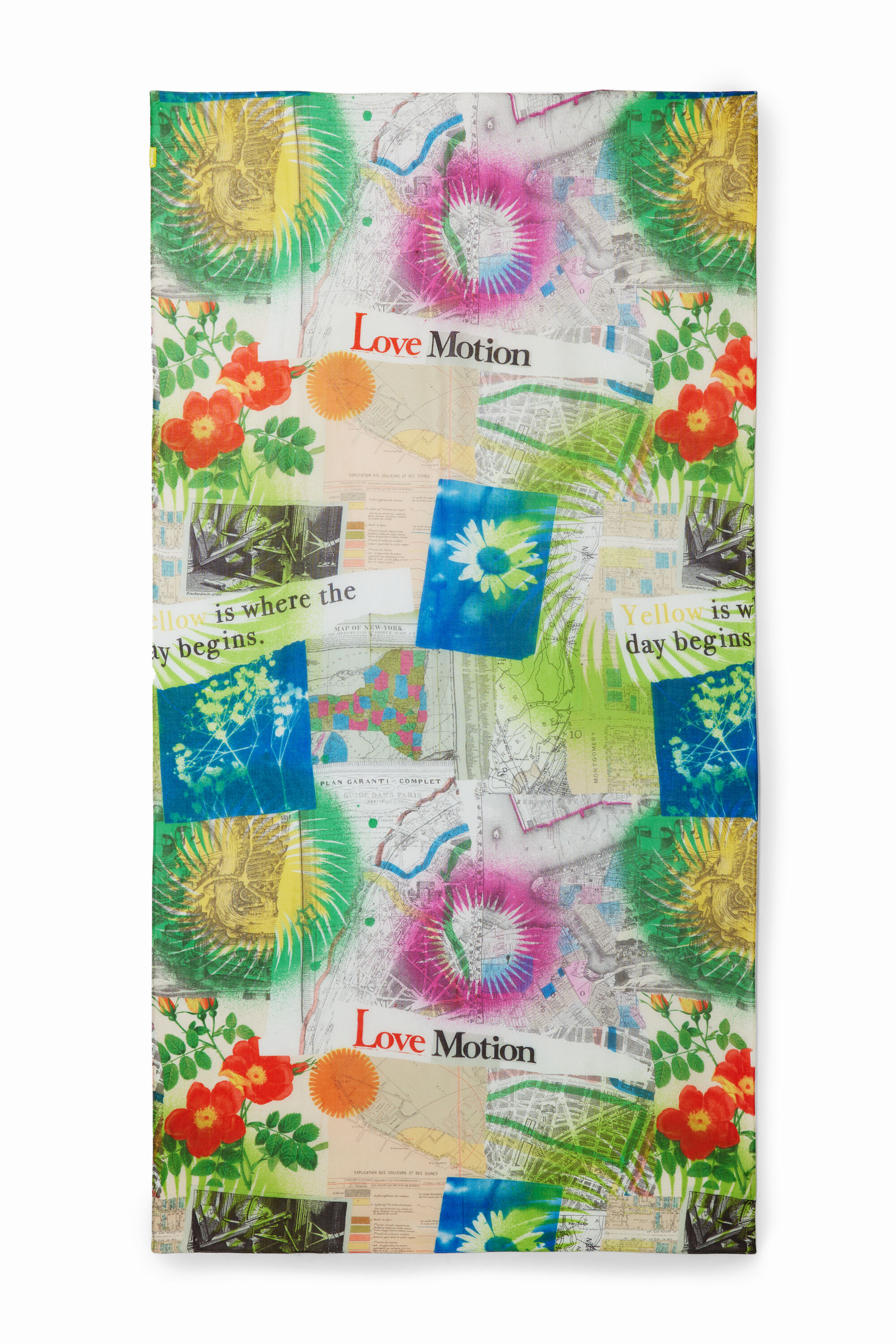 Foulard rectangular mapas collage