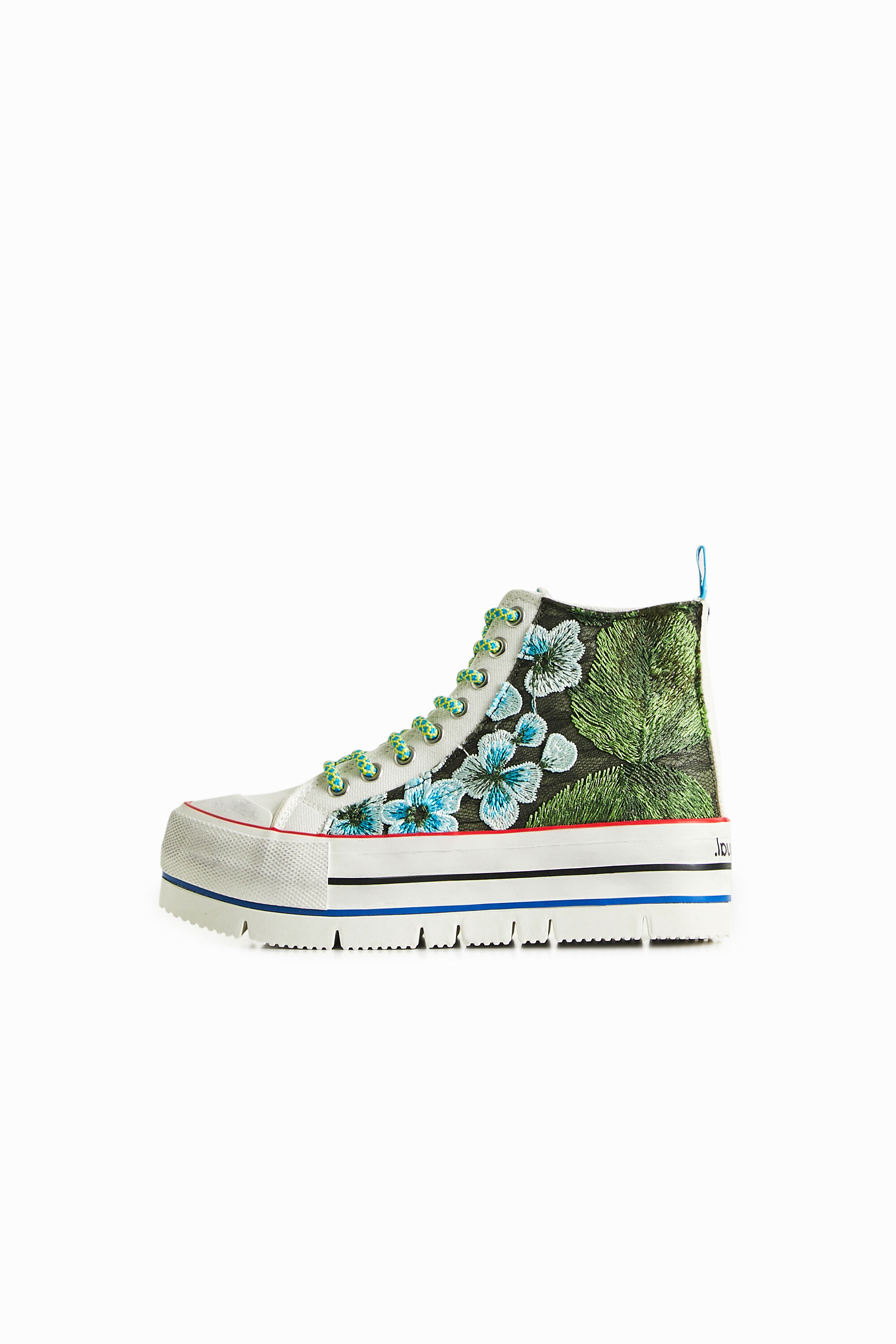 Sneakers altas plataforma patch bordados