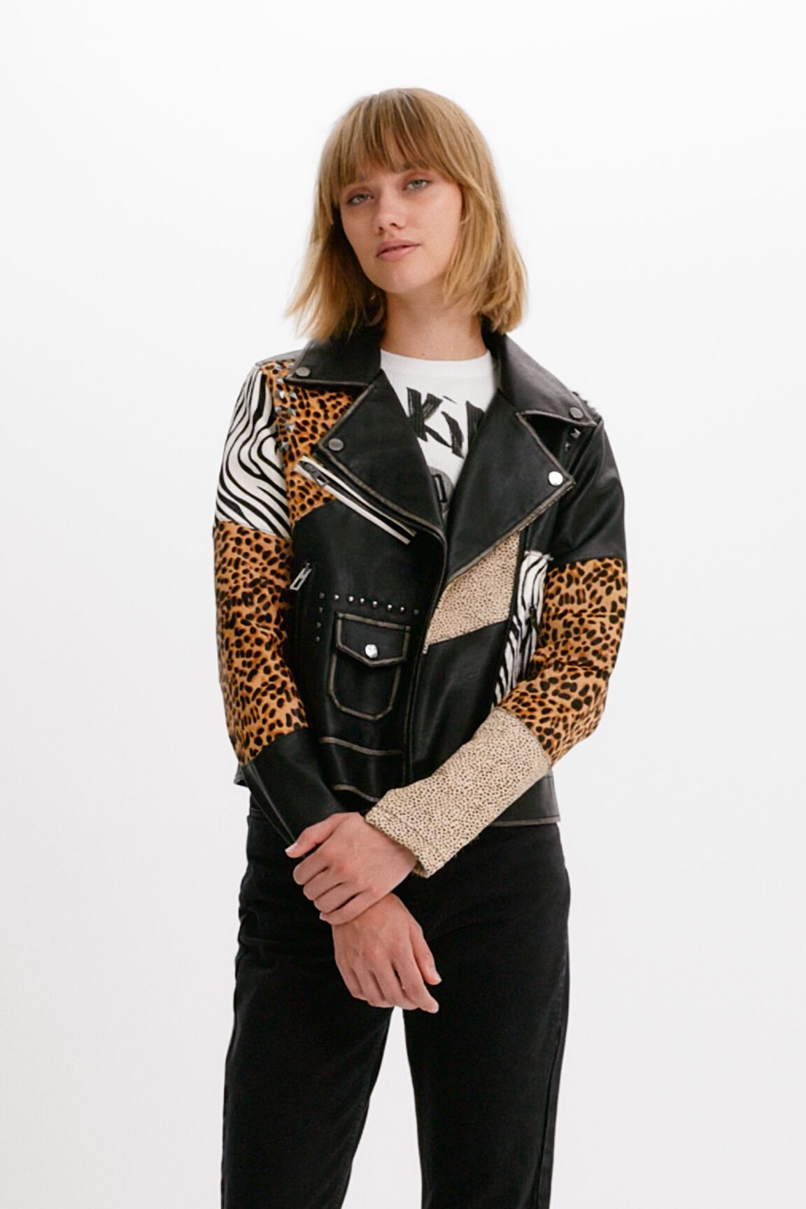 Chaqueta biker animal print