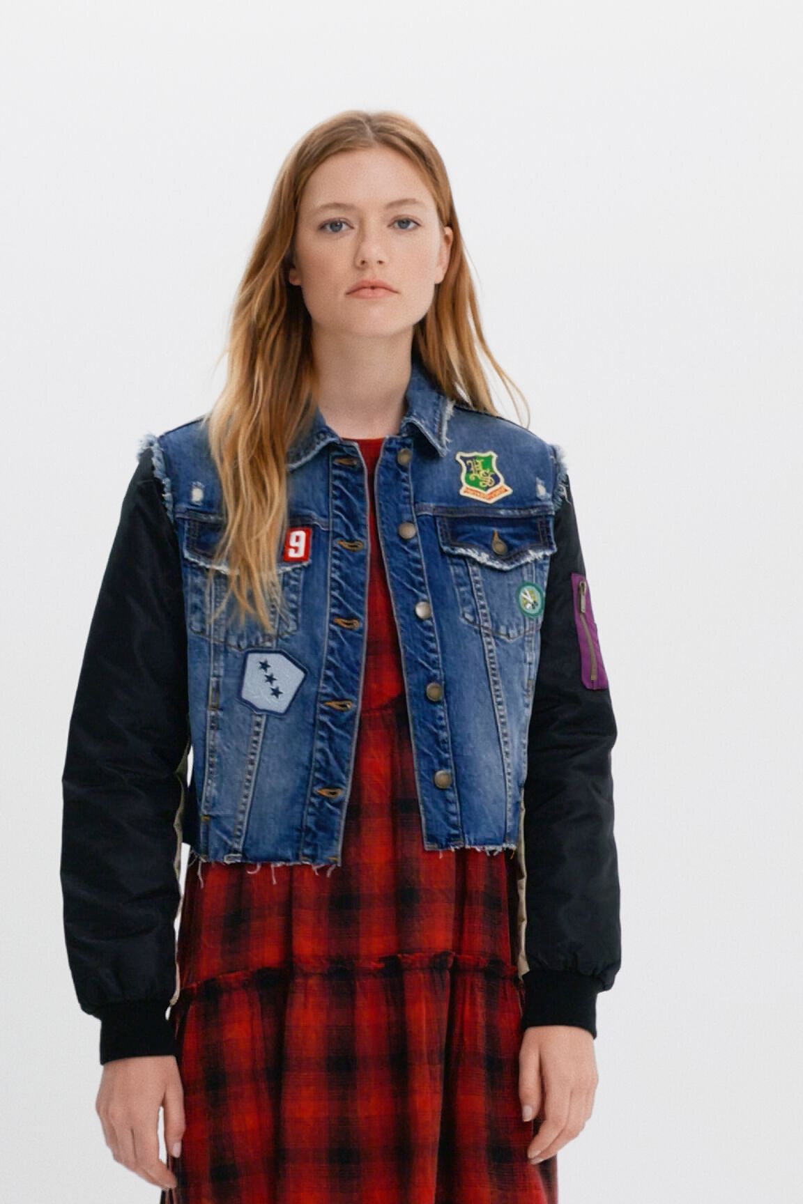 Chaqueta vaquera bomber h&iacute;brida