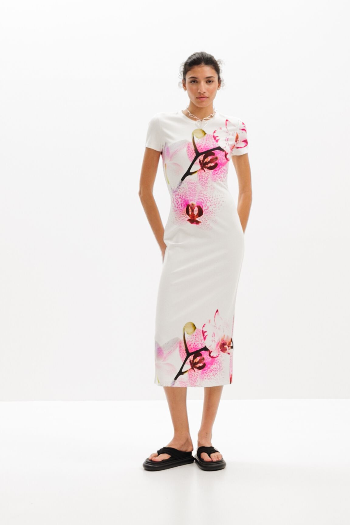 Vestido midi orqu&iacute;deas M. Christian Lacroix
