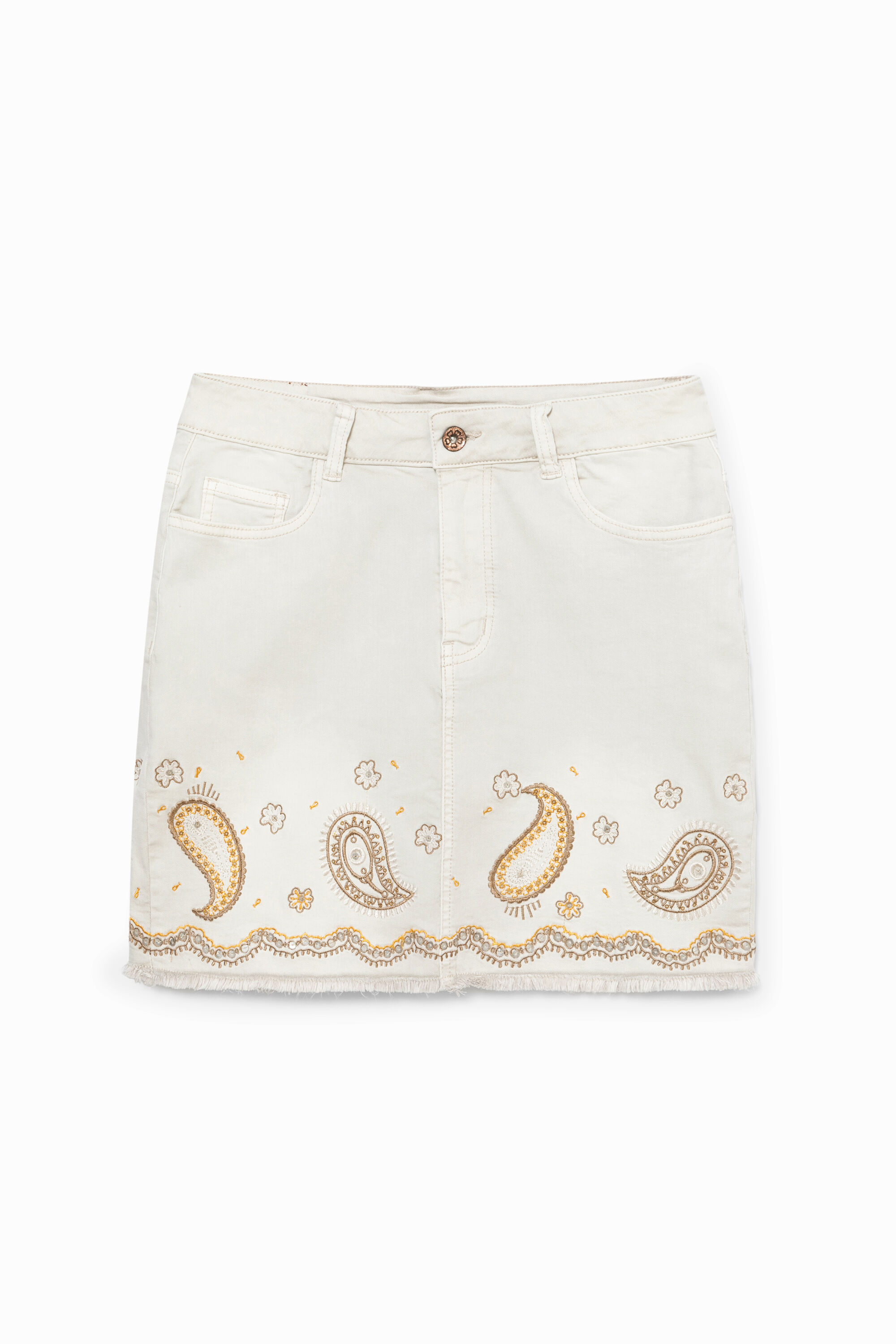 Falda corta vaquera paisley