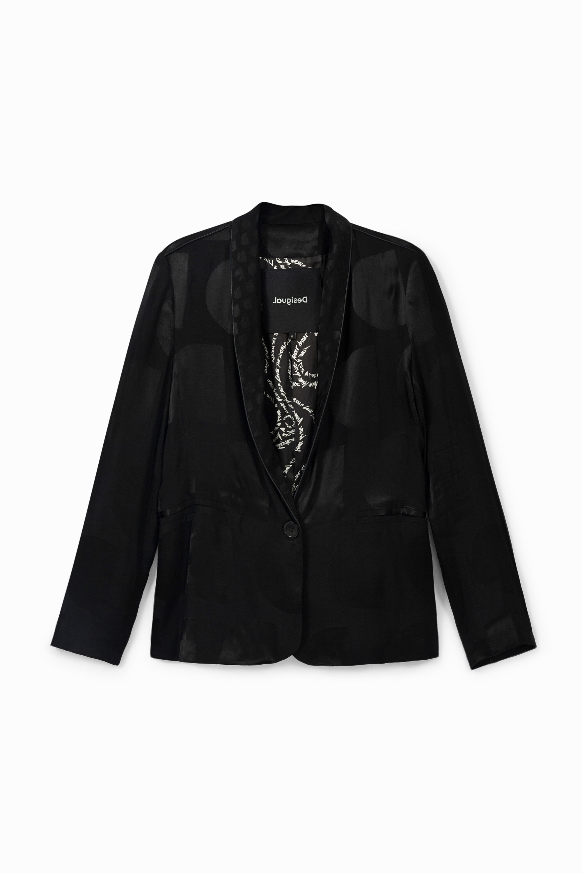 Blazer en logoman&iacute;a brillante