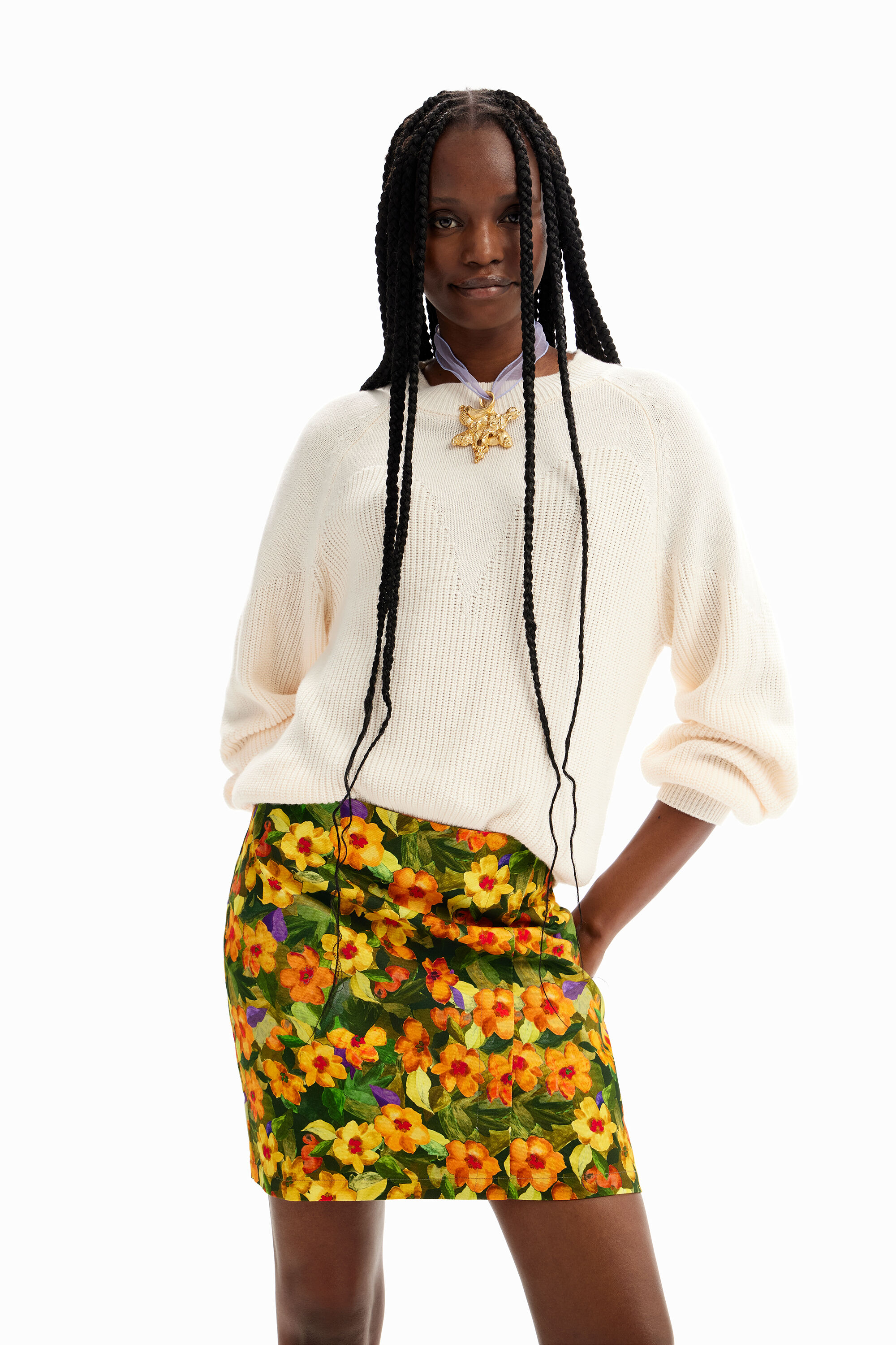 Minifalda slim flores