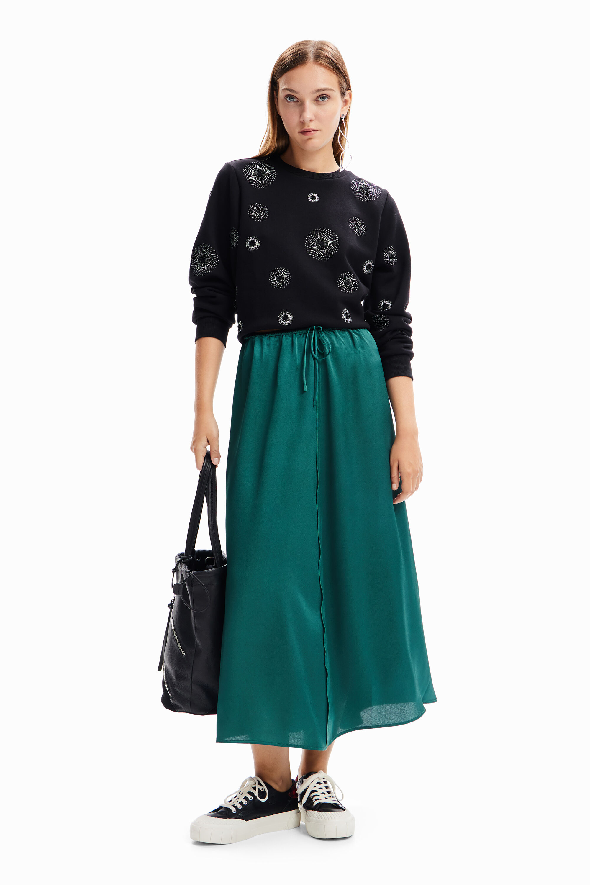 Falda midi satinada