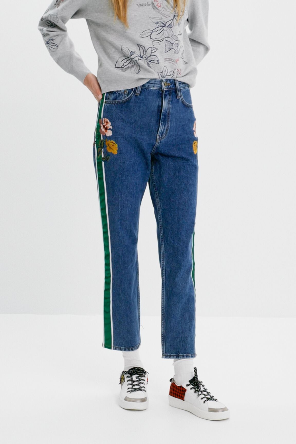 Vaqueros Straight cropped cinta
