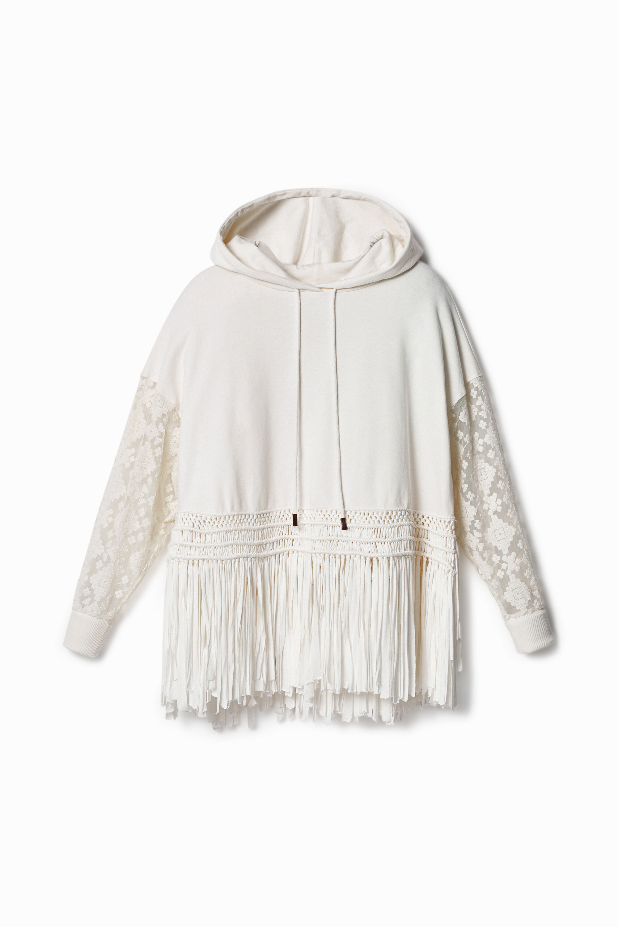 Sudadera flecos y encaje
