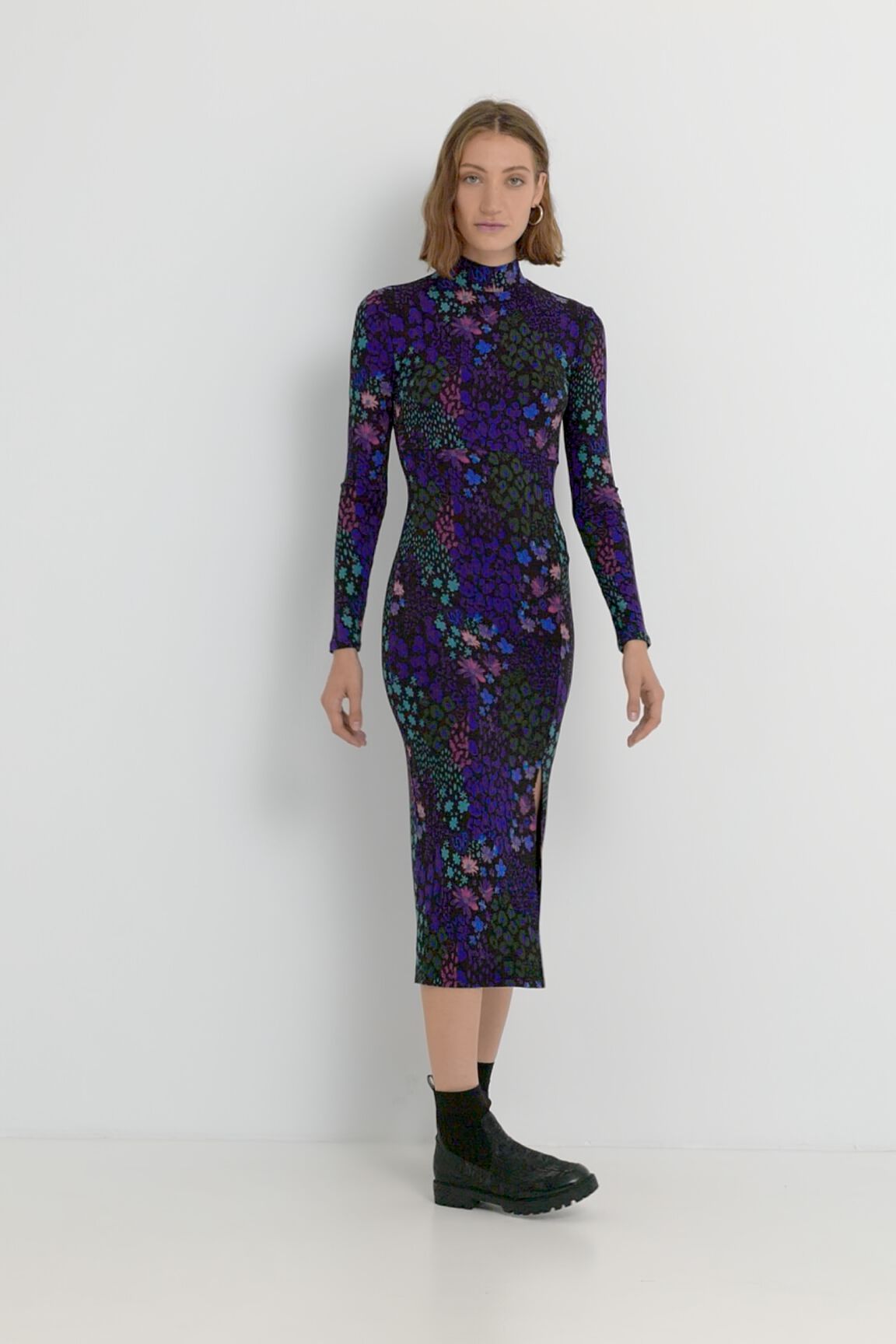 Vestido midi slim flores