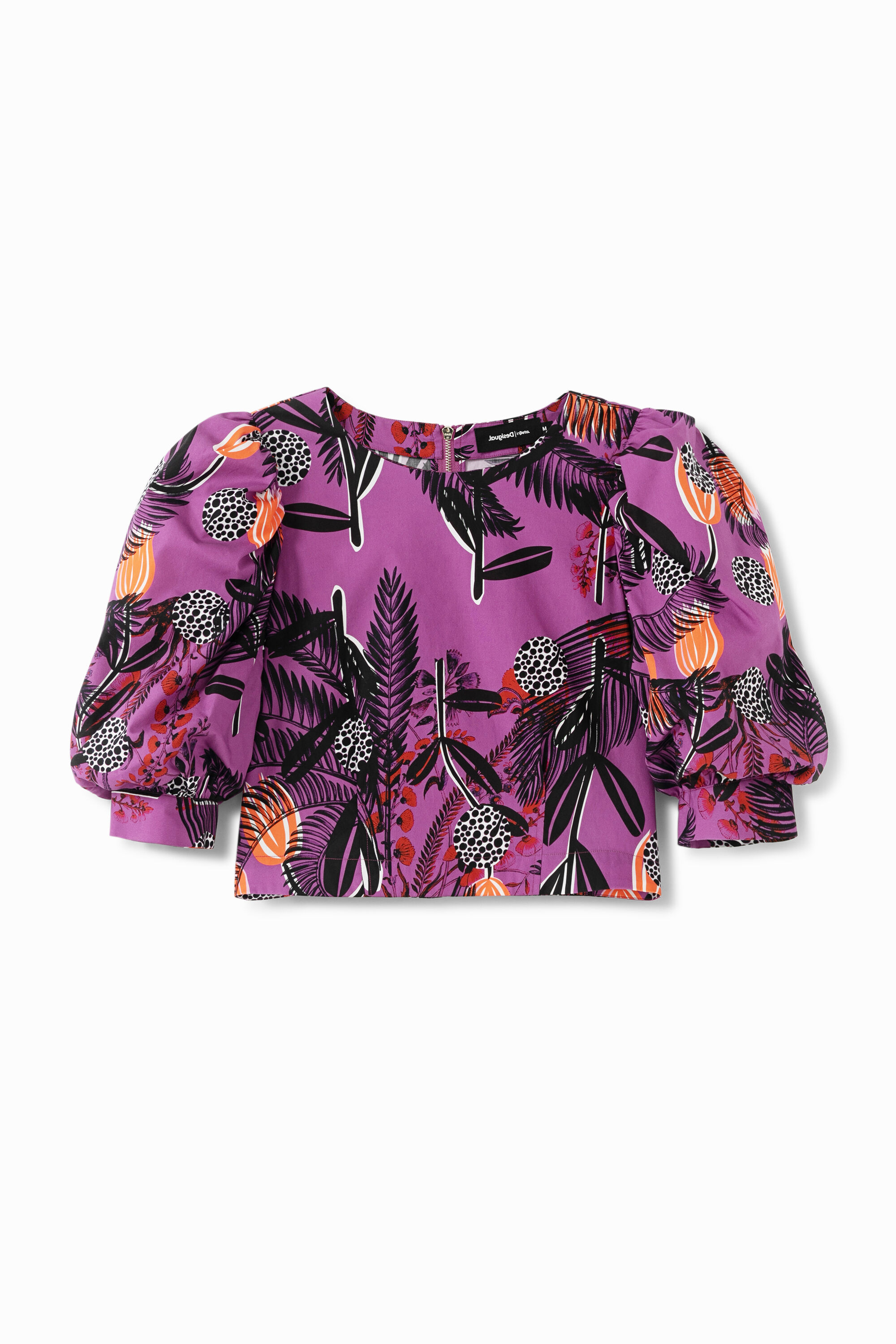 Blusa corta cremallera trasera