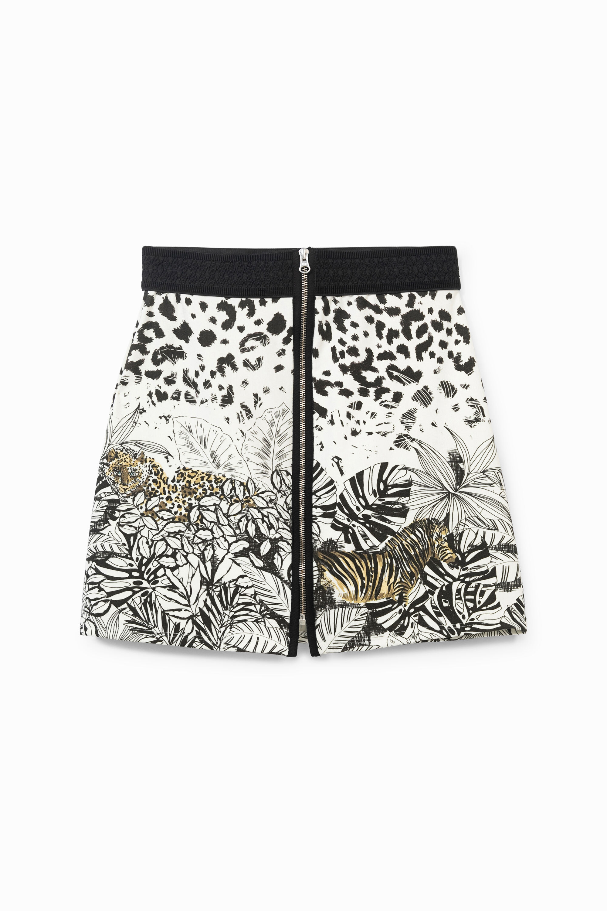 Falda corta cremallera tropical