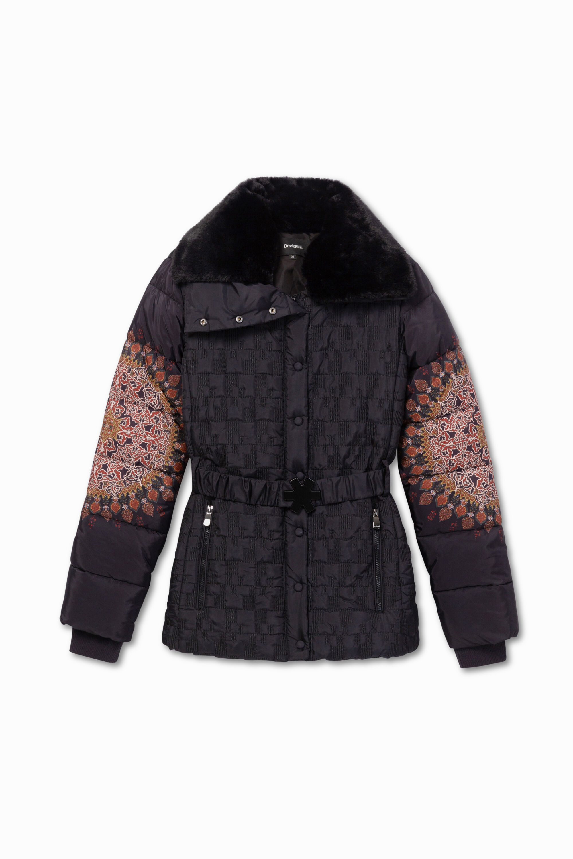 Chaqueta padded cintura ajustable cuello alto