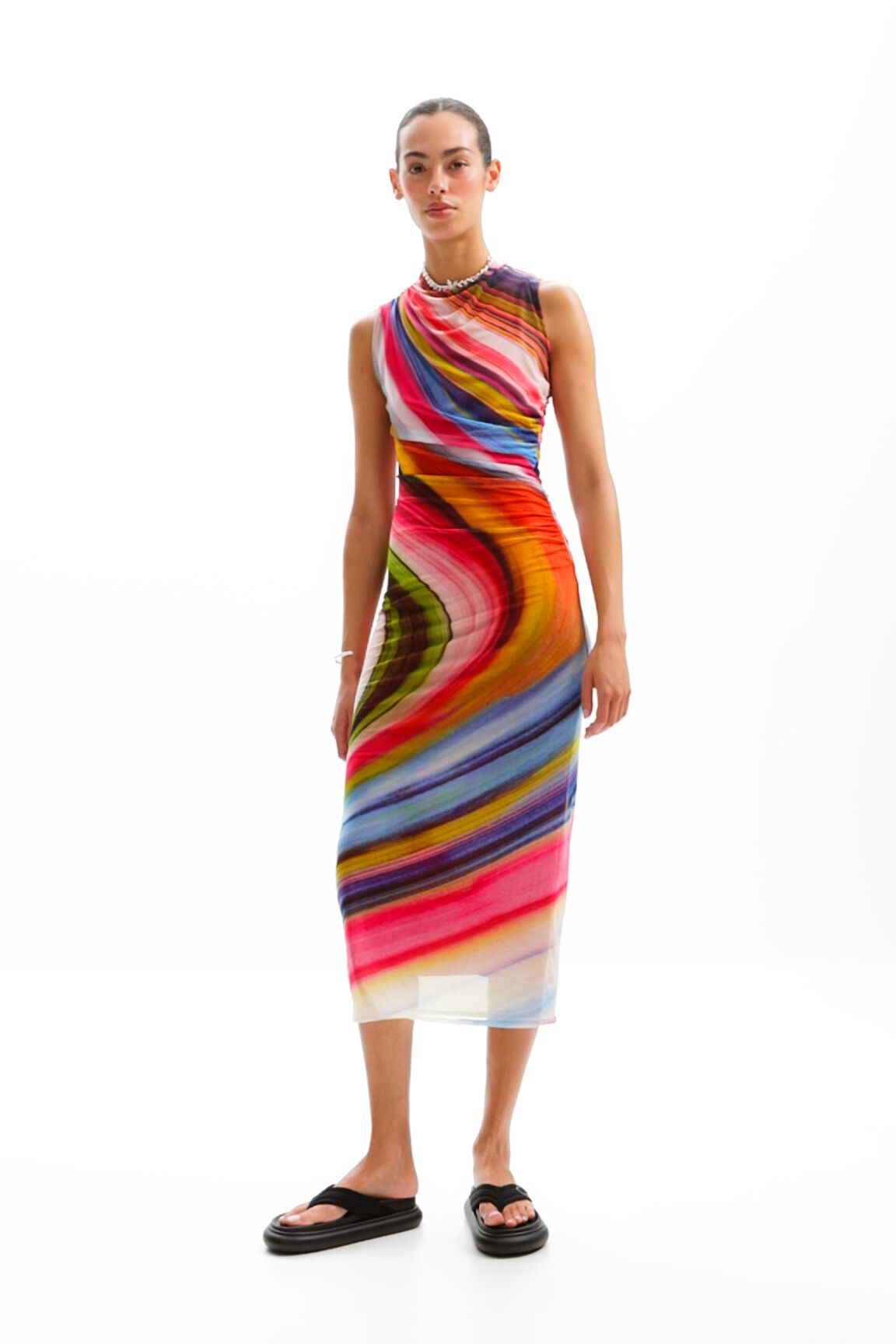Vestido midi tul ondas