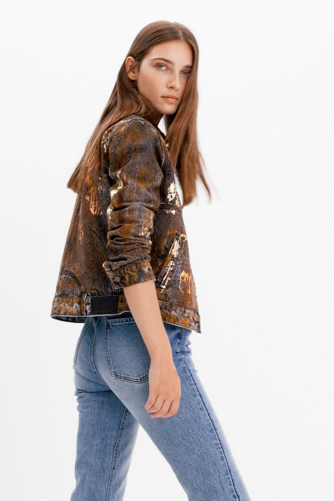 Chaqueta vaquera trucker metalizada