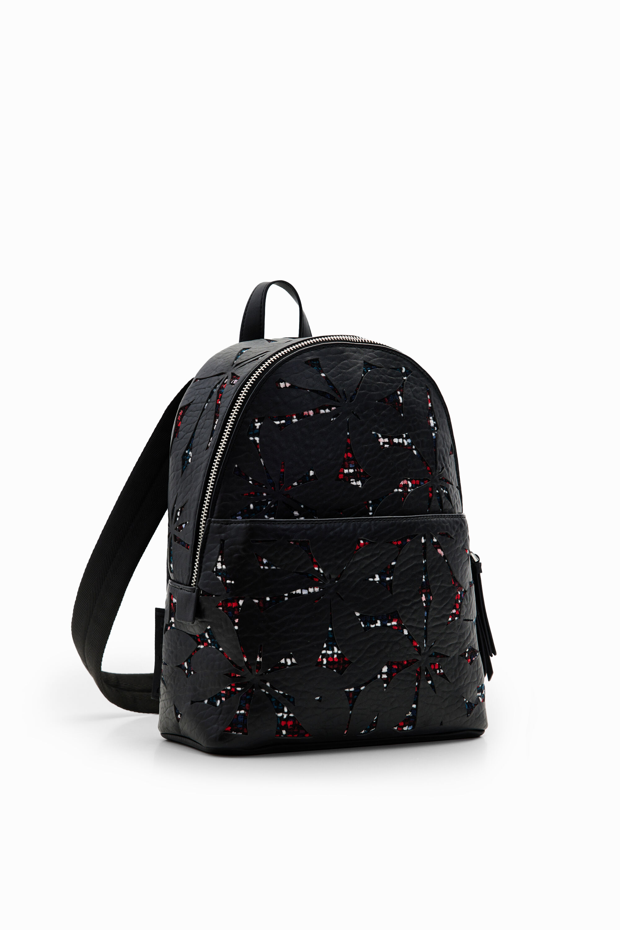 Mochila peque&ntilde;a flores troqueladas