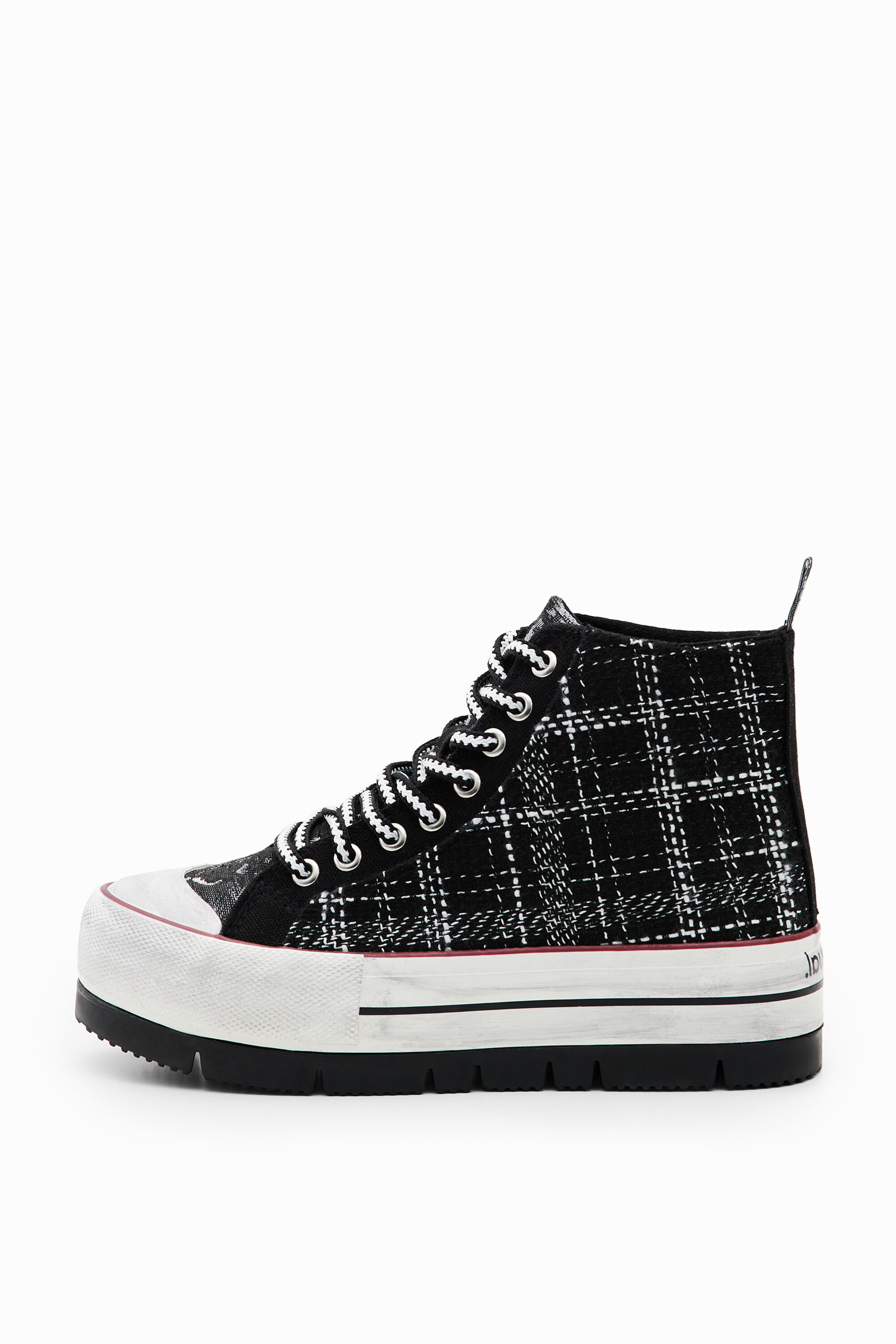 Sneakers altas plataforma tart&aacute;n