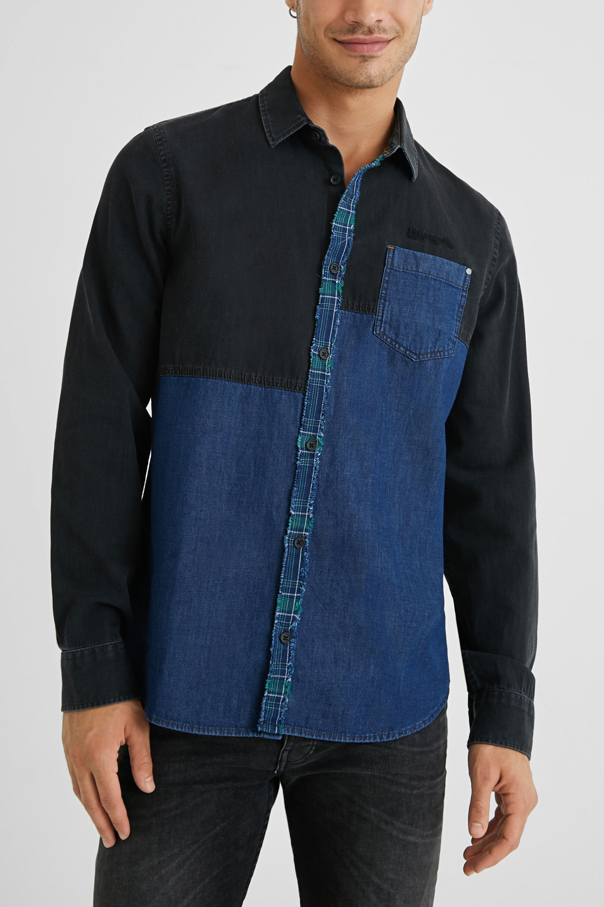 Camisa h&iacute;brida vaquera 100% algod&oacute;n