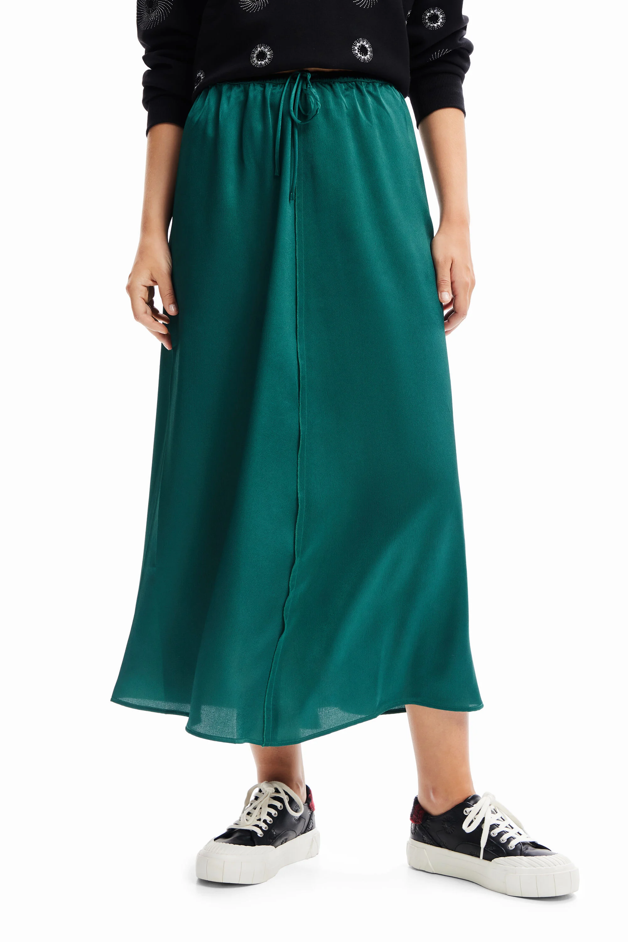 Falda midi satinada