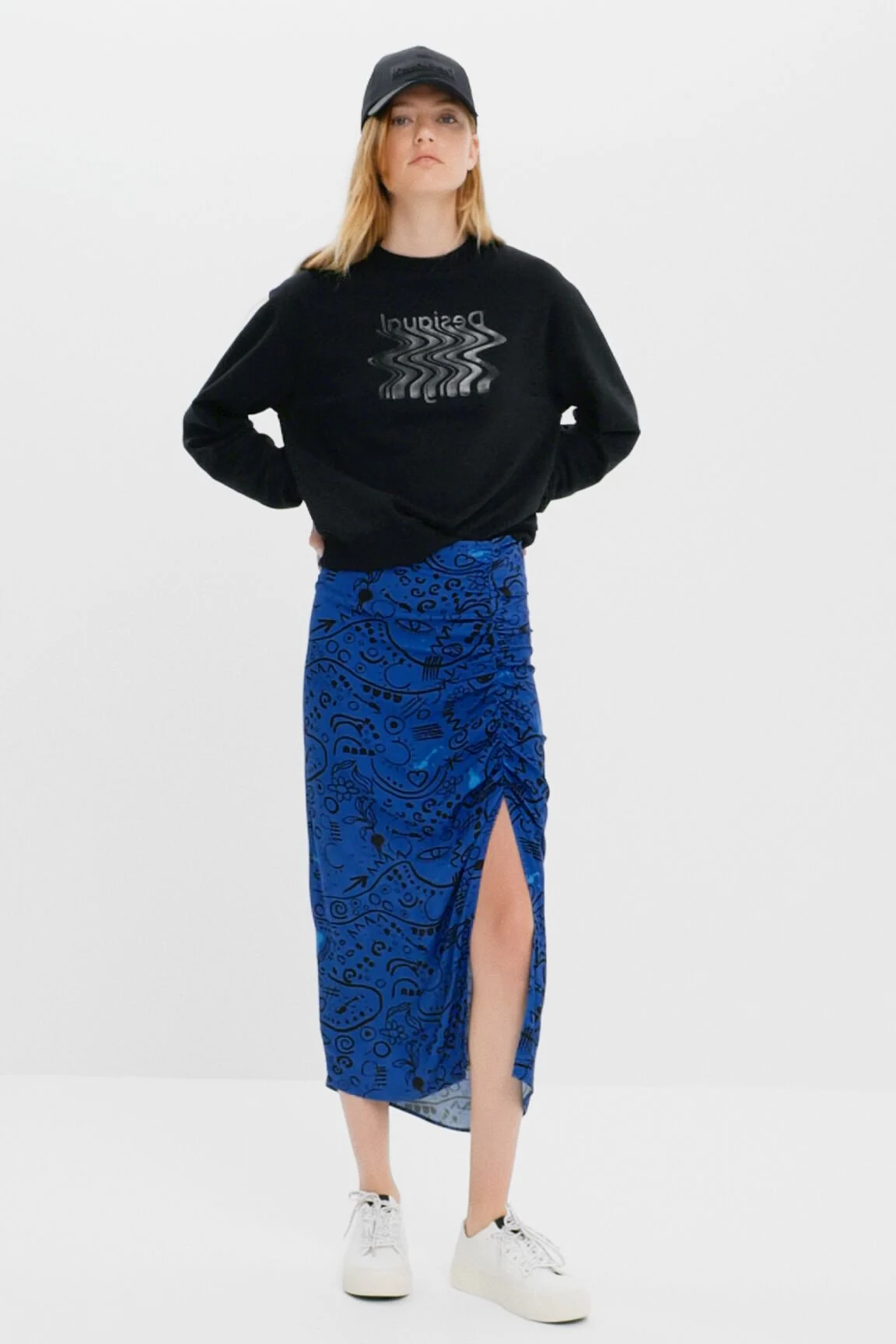 Falda midi slim abertura