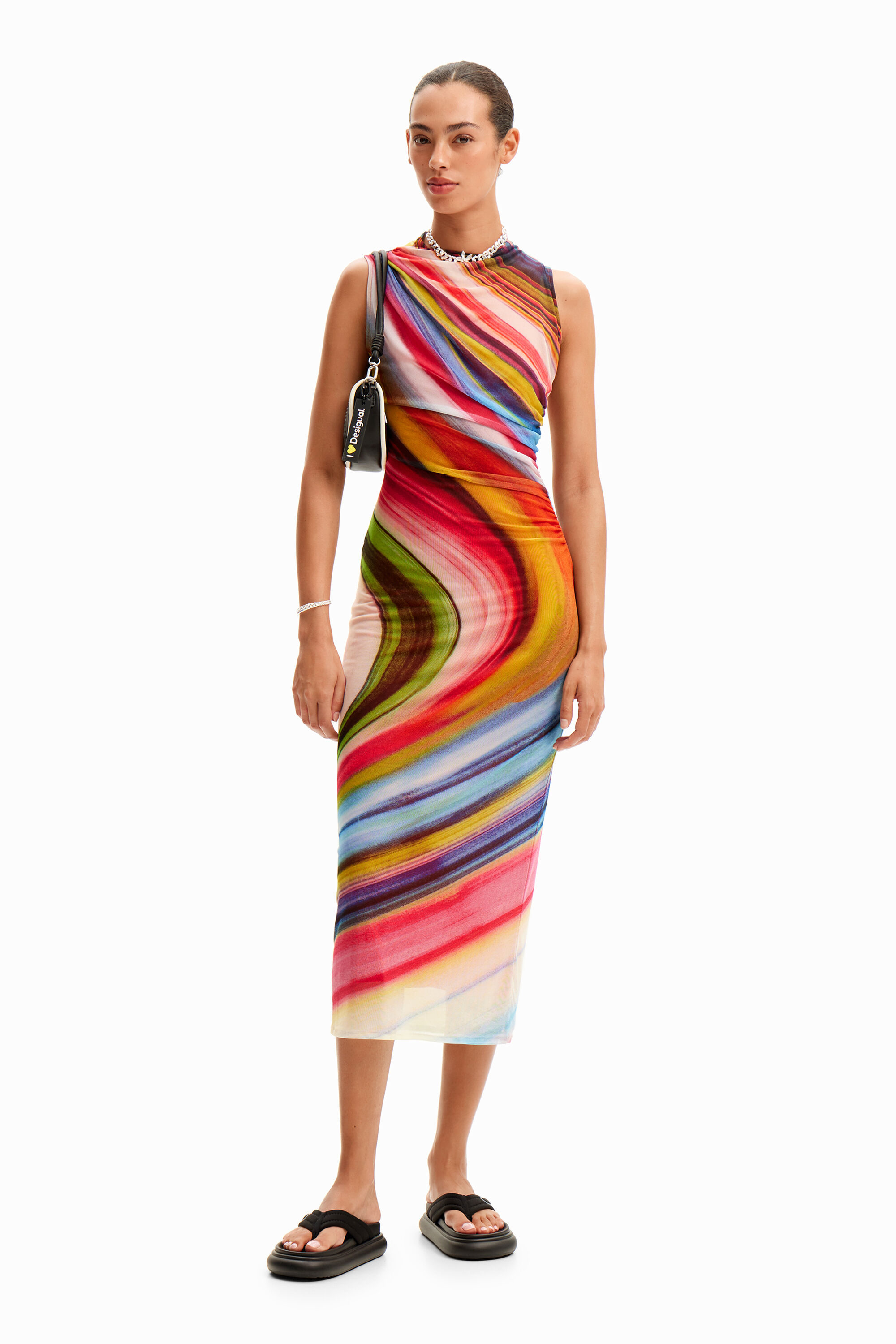 Vestido midi tul ondas