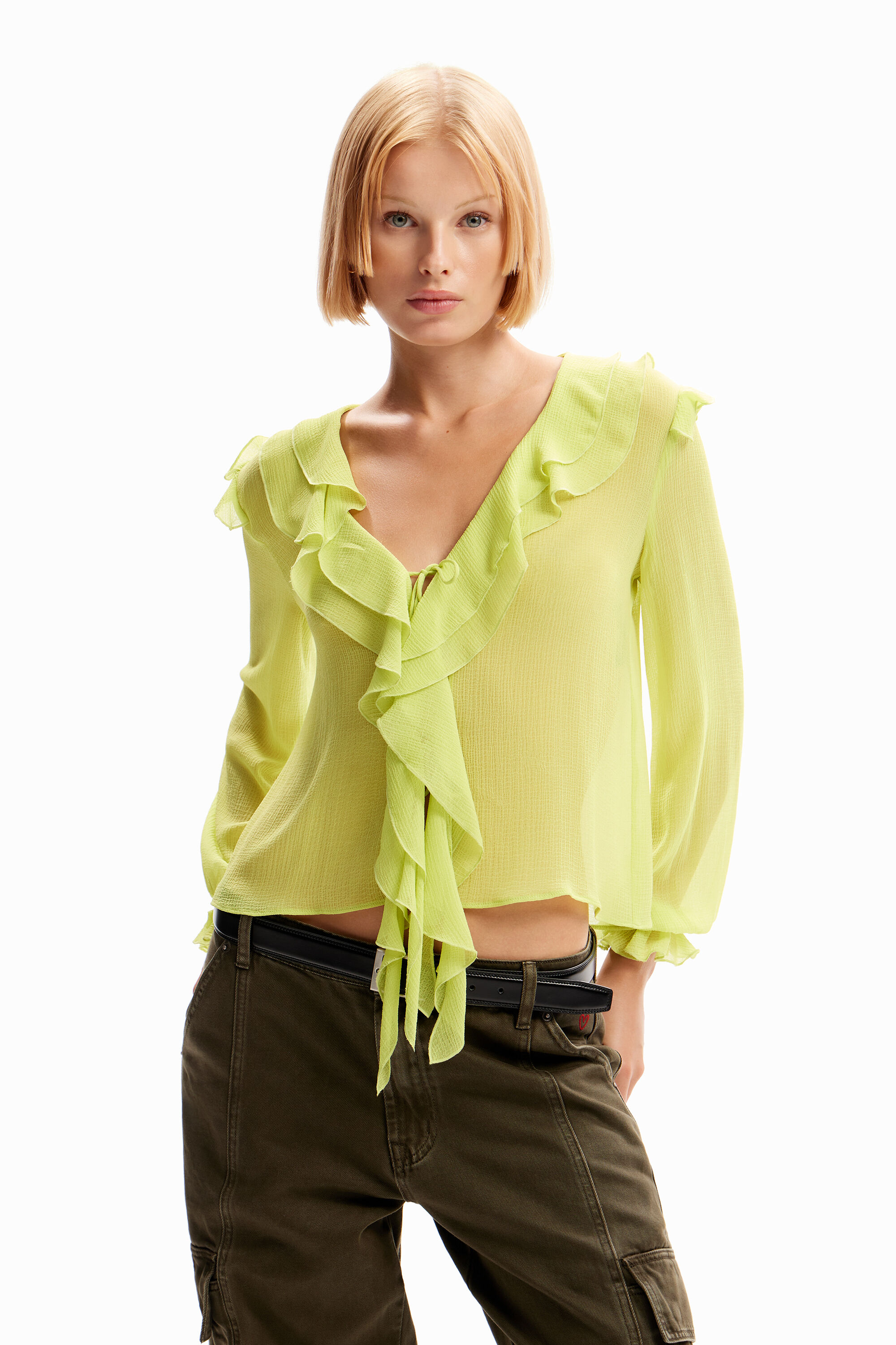 Blusa volantes lazadas