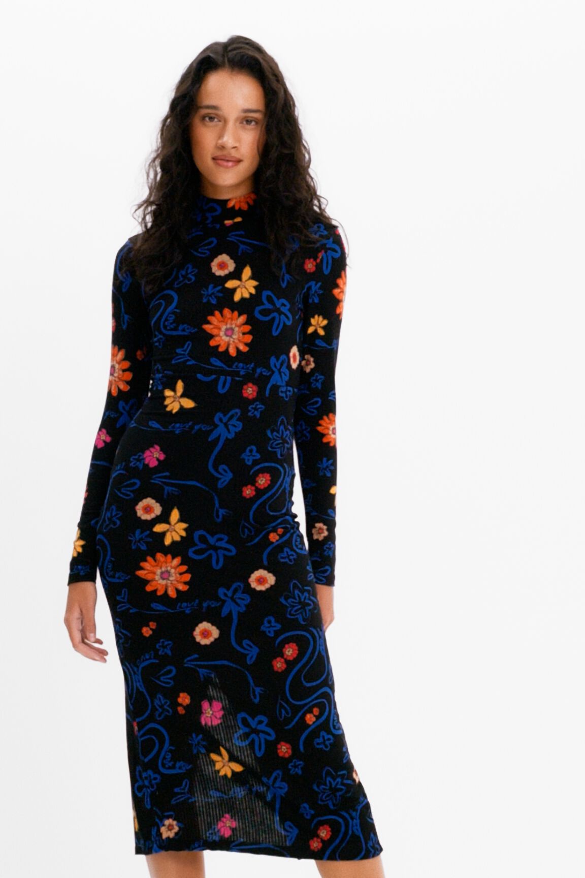 Vestido midi slim flores