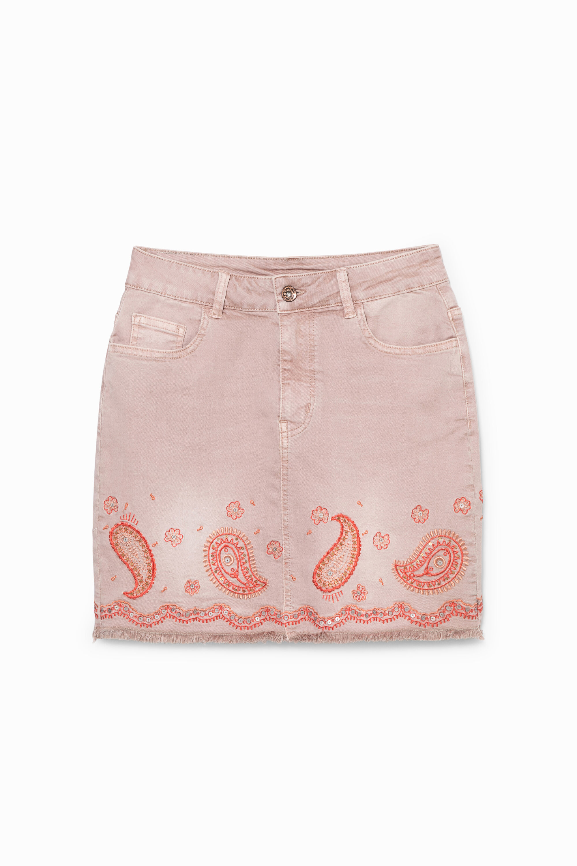 Falda corta vaquera paisley