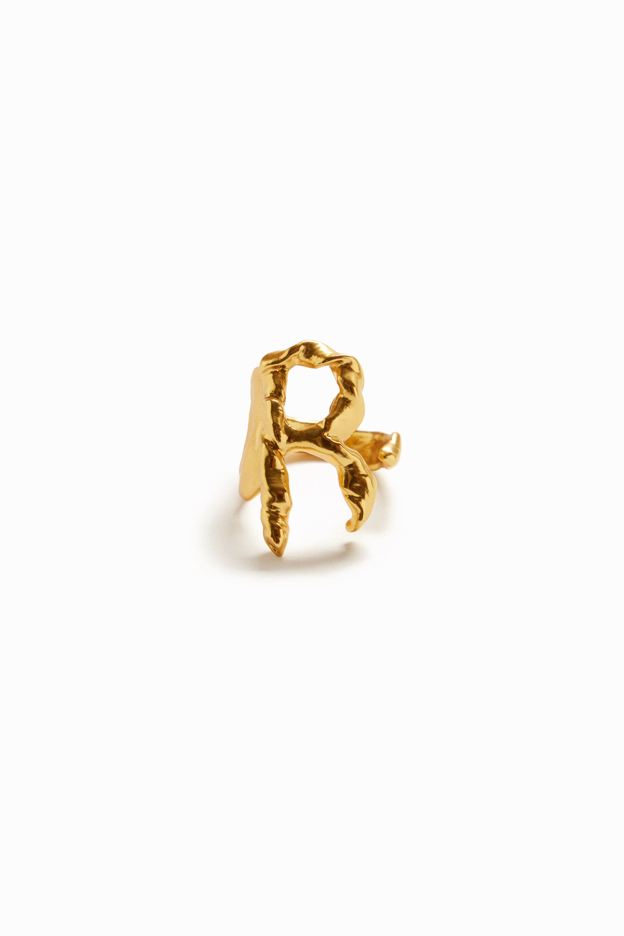 Anillo letra R ba&ntilde;o oro Zalio