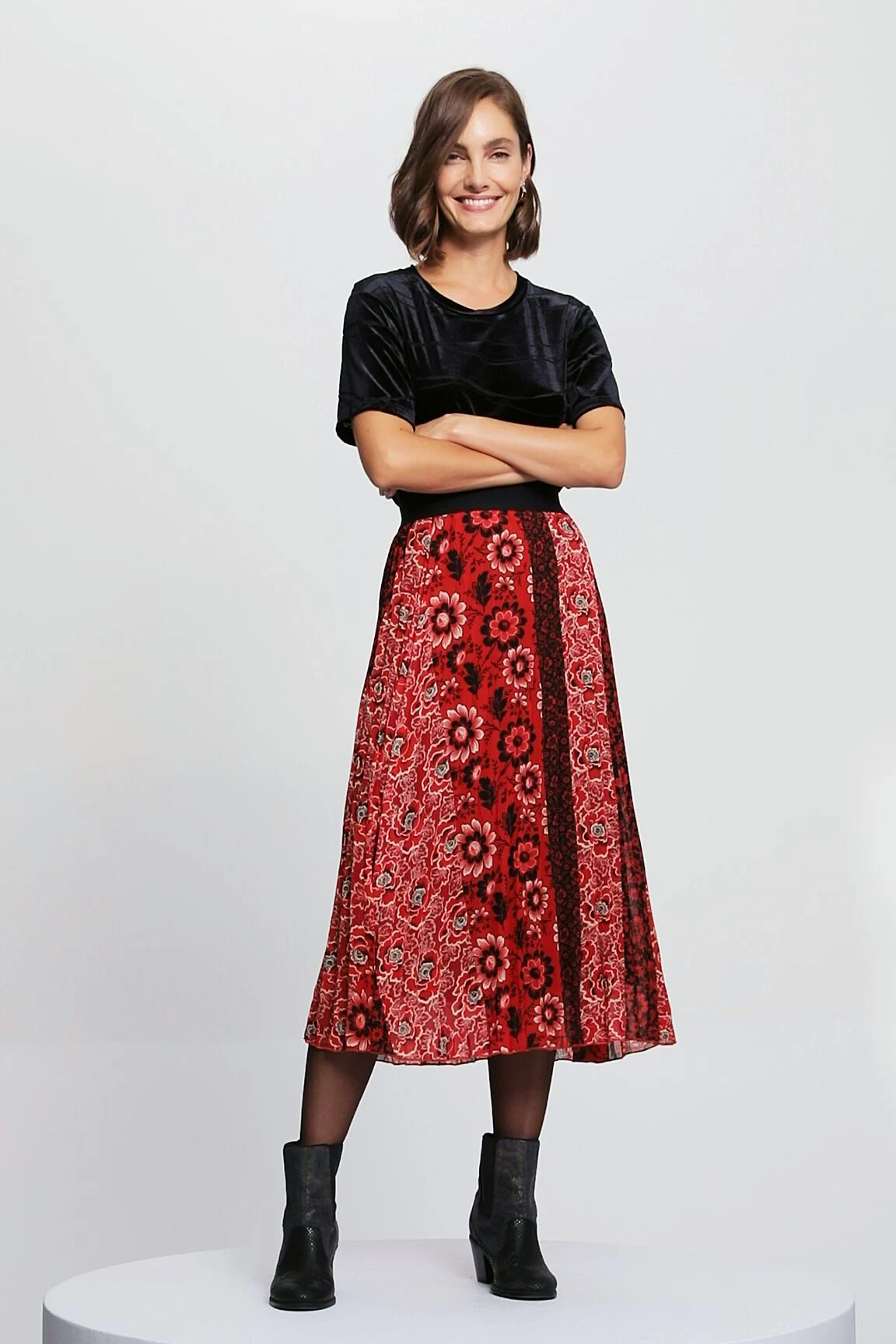 Falda evas&eacute; plisada estampada