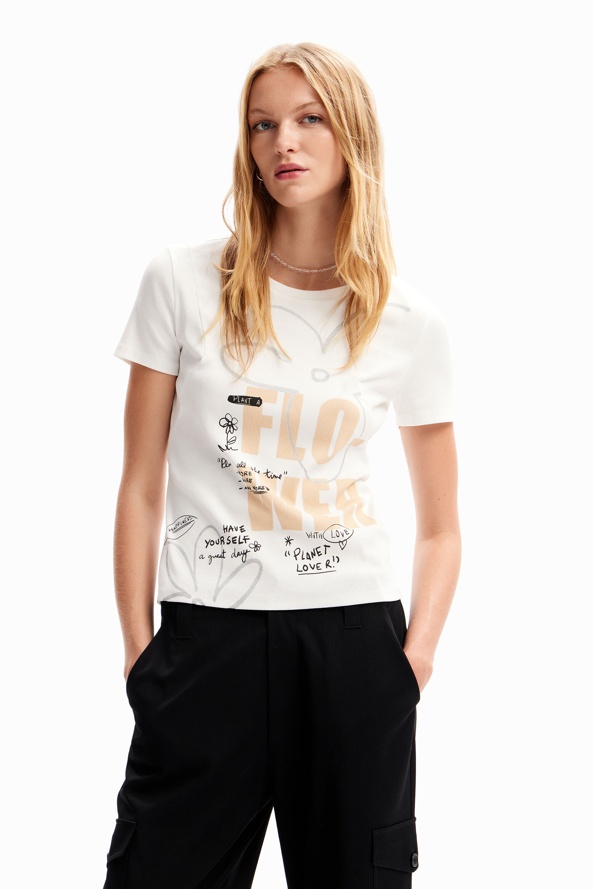 Camiseta flor mensajes