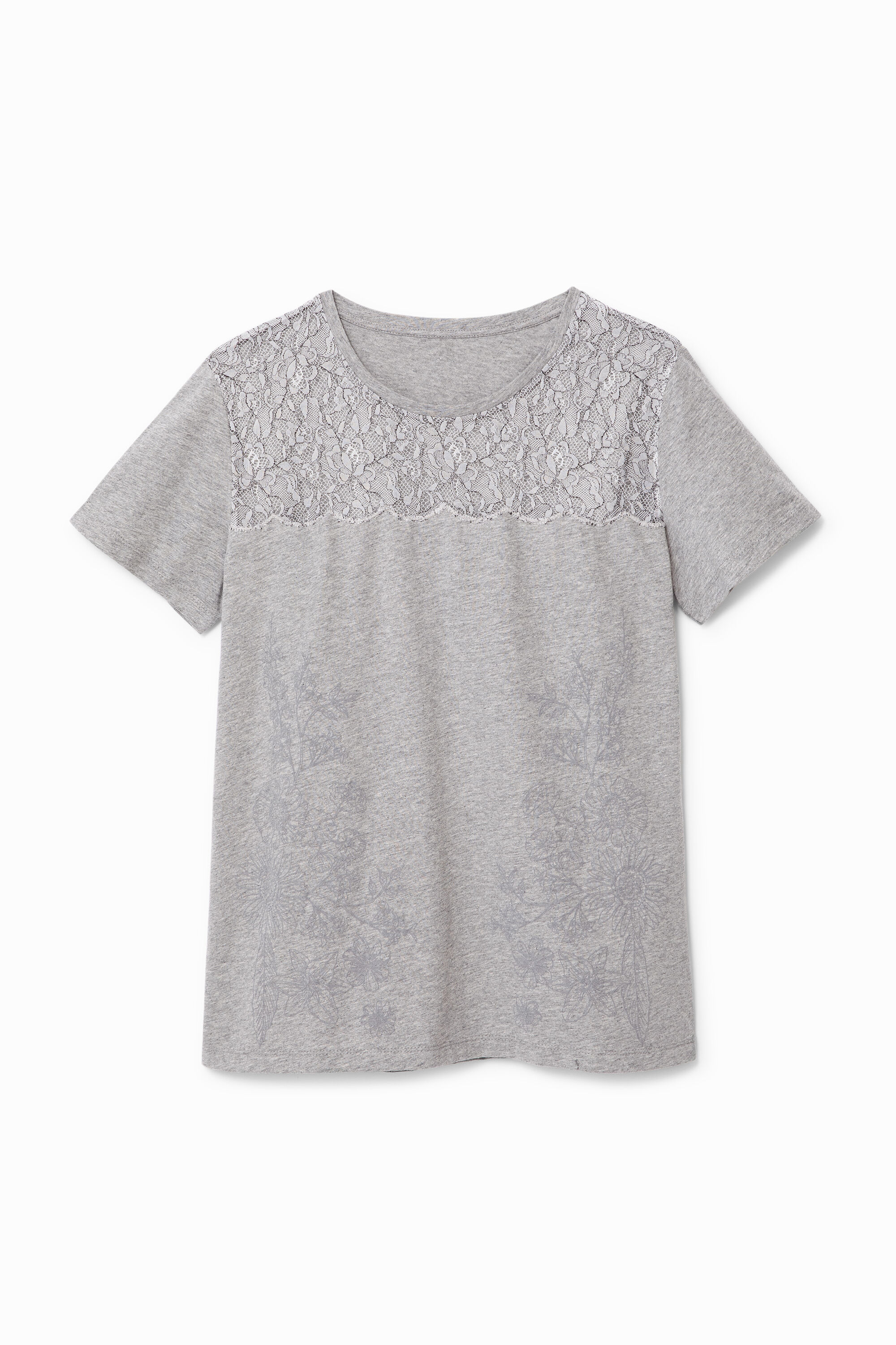 Camiseta floral con encaje
