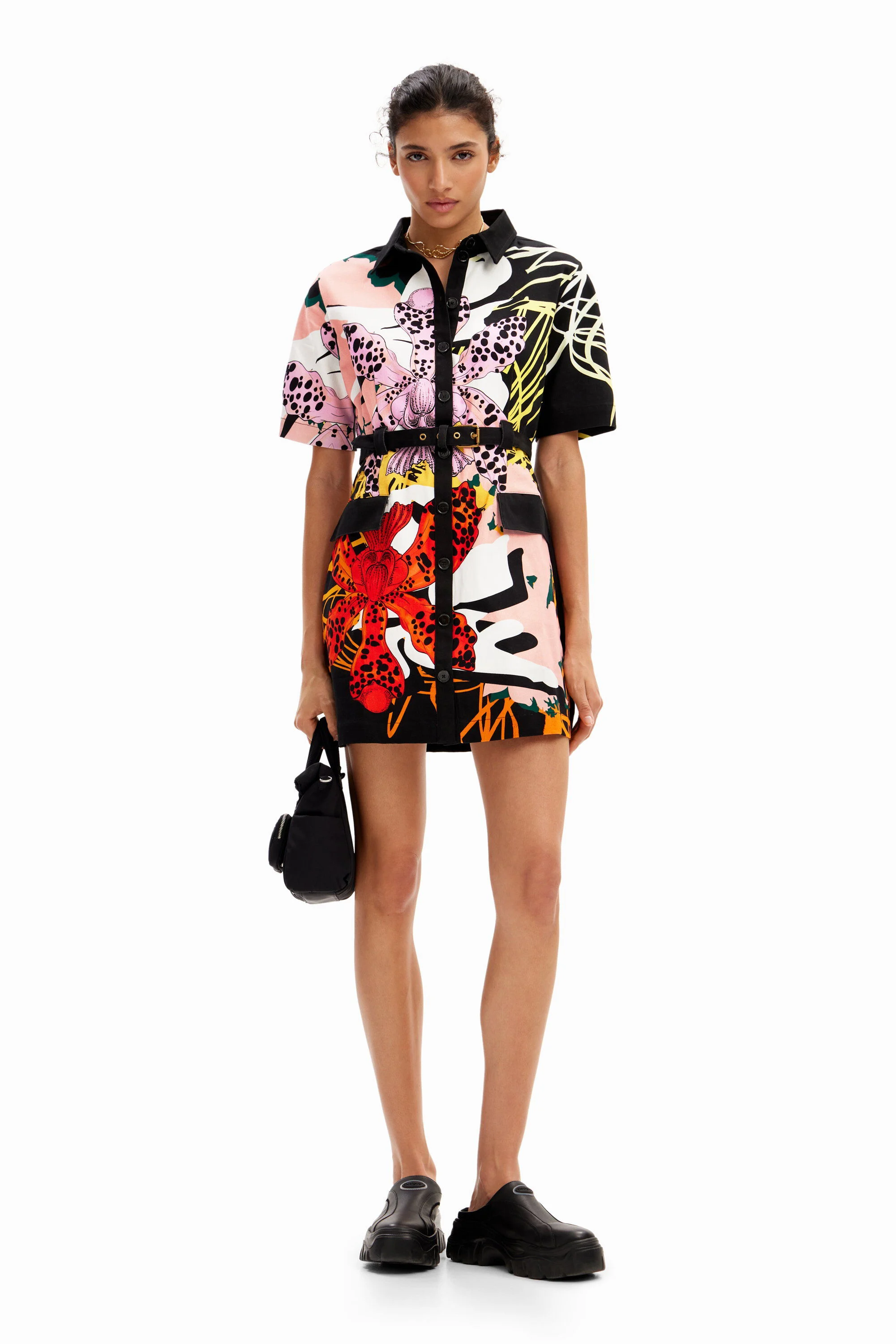 Vestido corto camisero orqu&iacute;deas M. Christian Lacroix