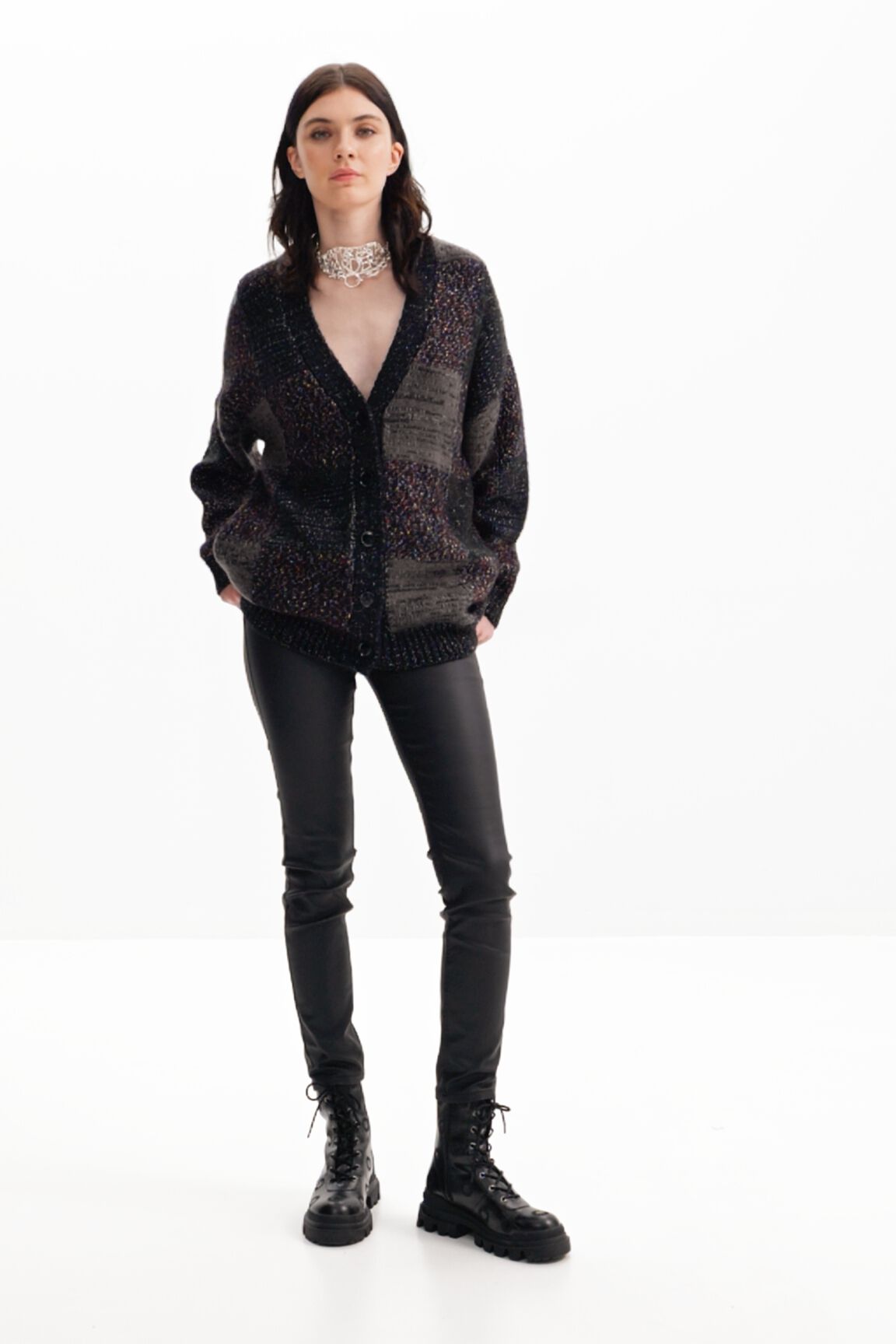 C&aacute;rdigan oversize cuadros