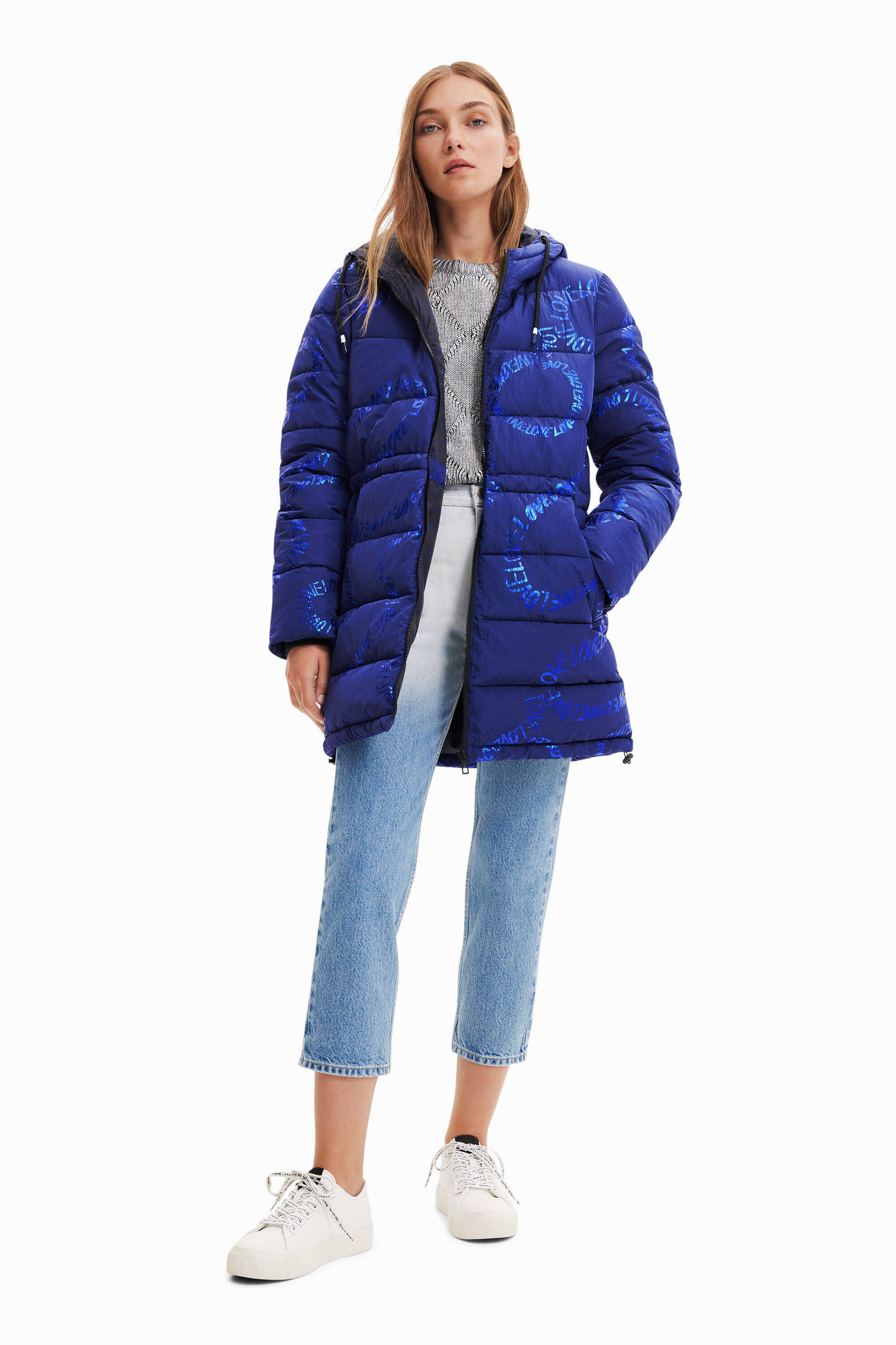 Abrigo largo padded texto