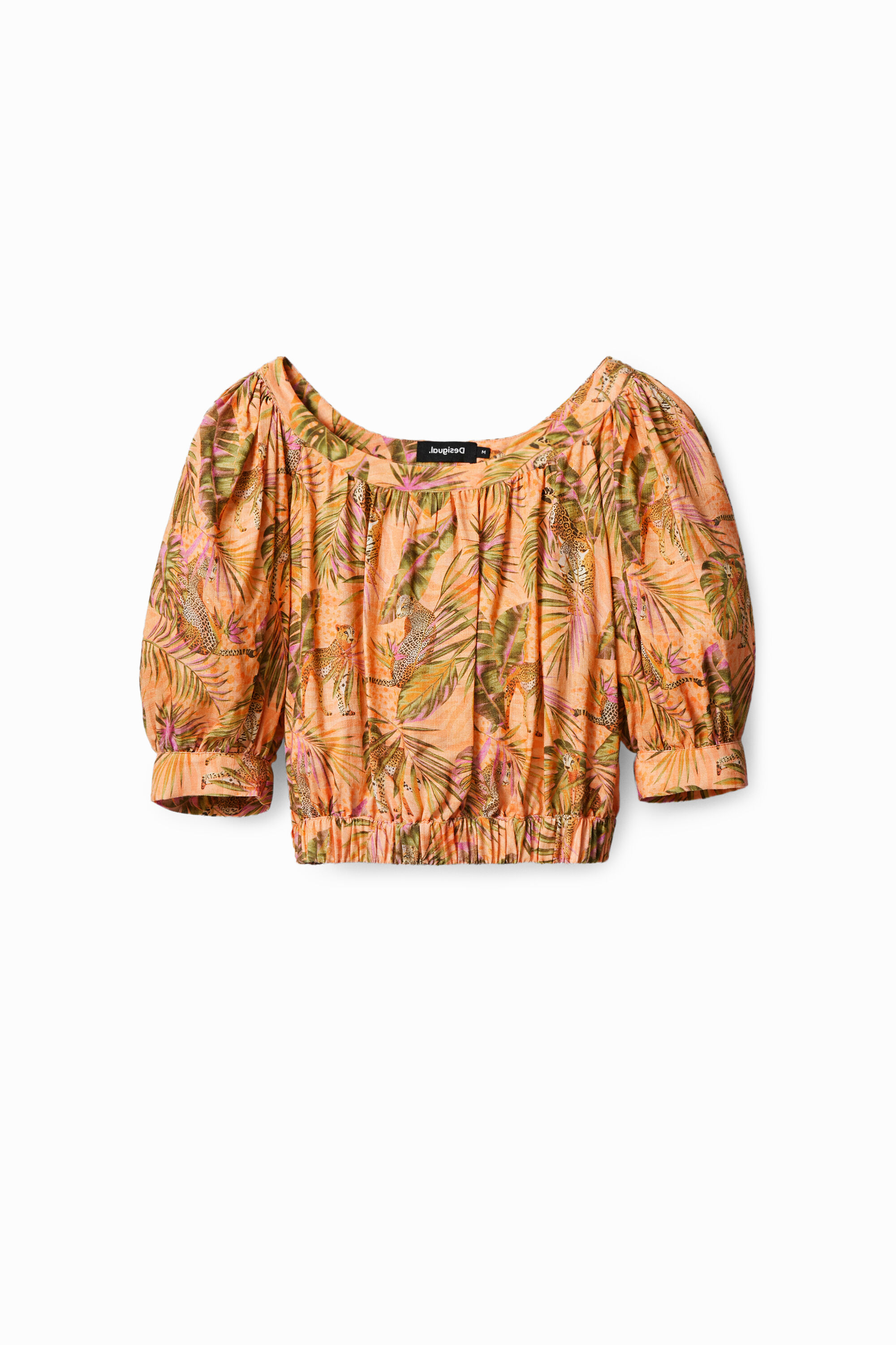 Blusa cropped tropical