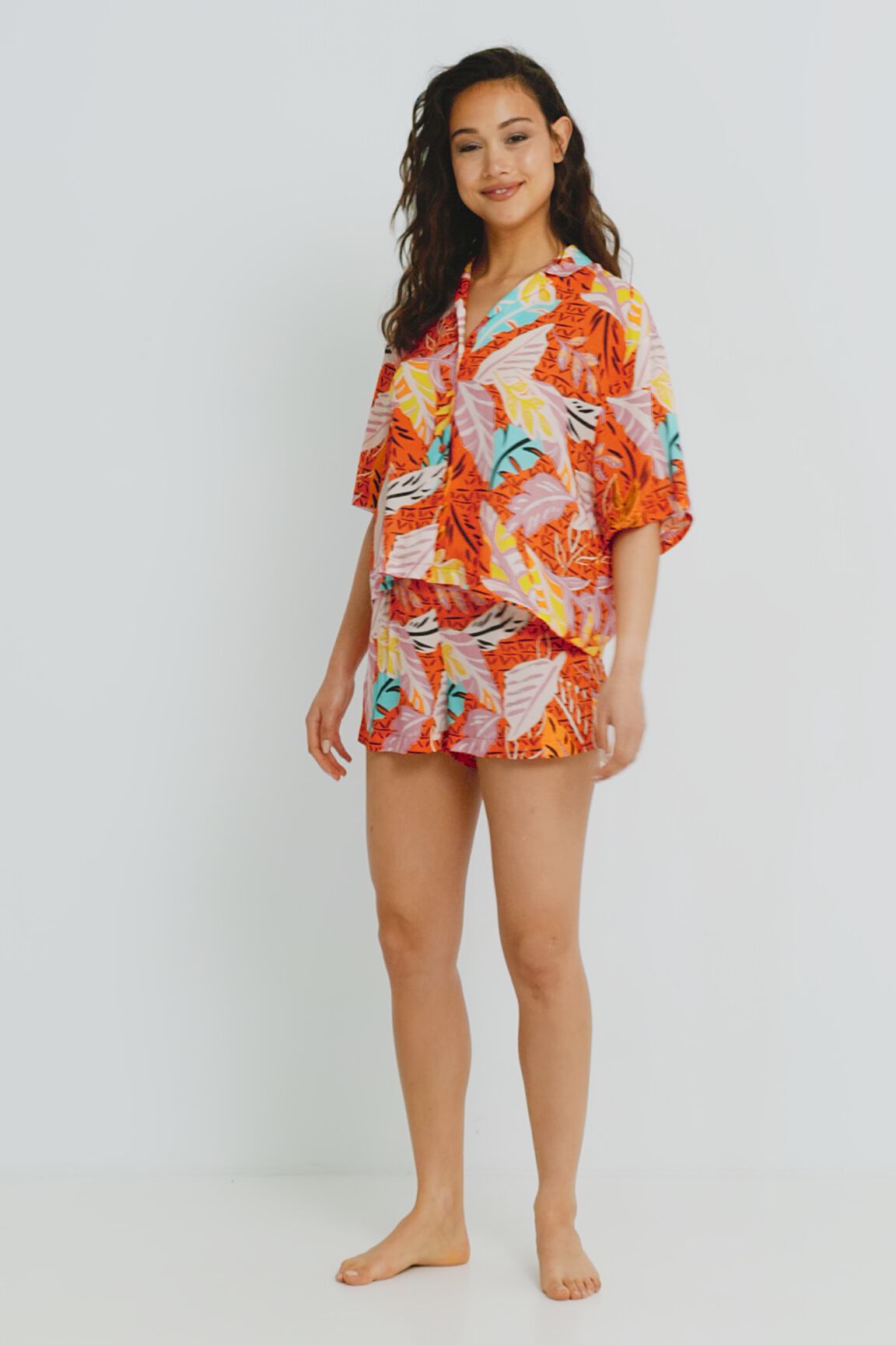 Camisa corta pijama estampada