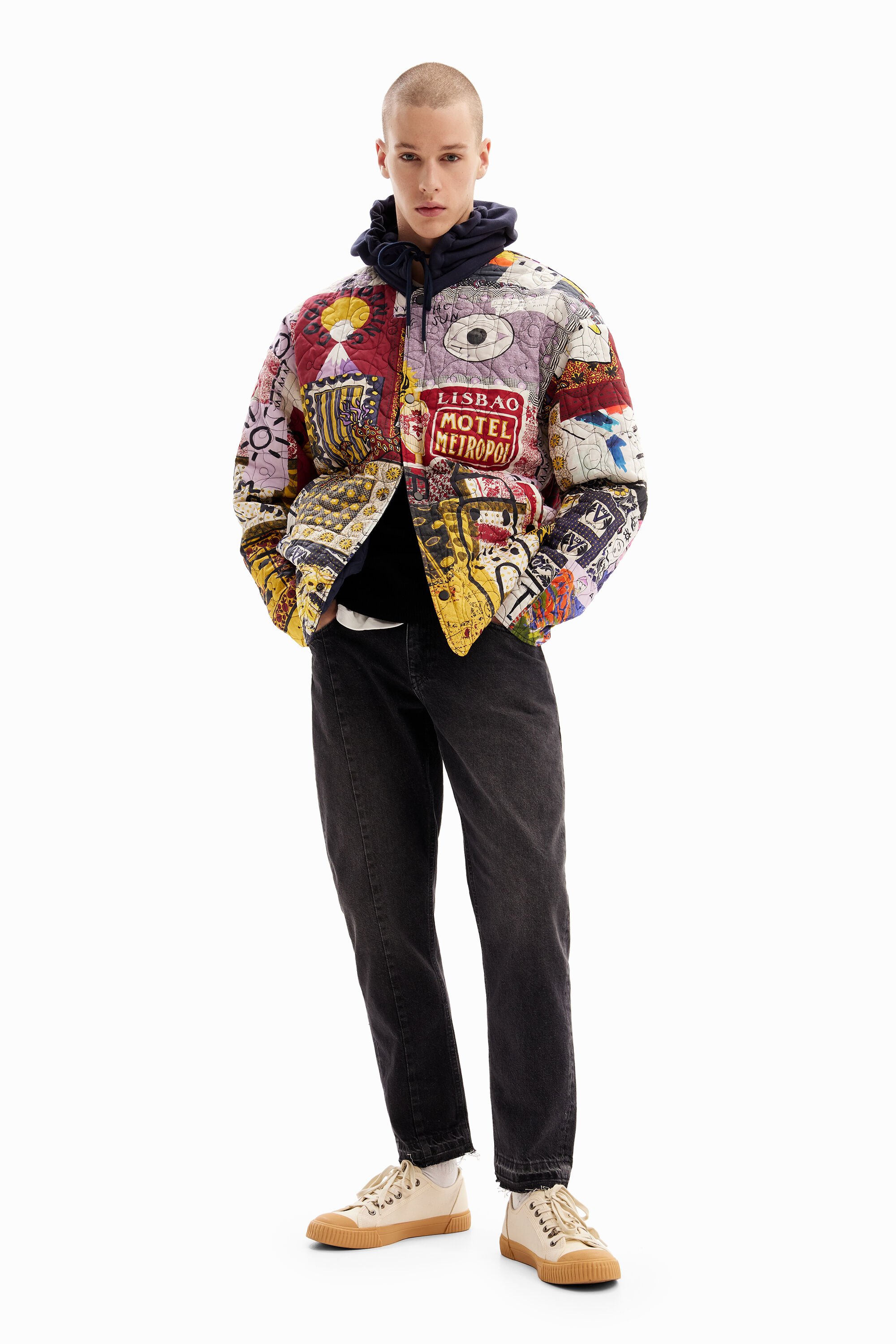 Chaqueta acolchada reversible patchwork