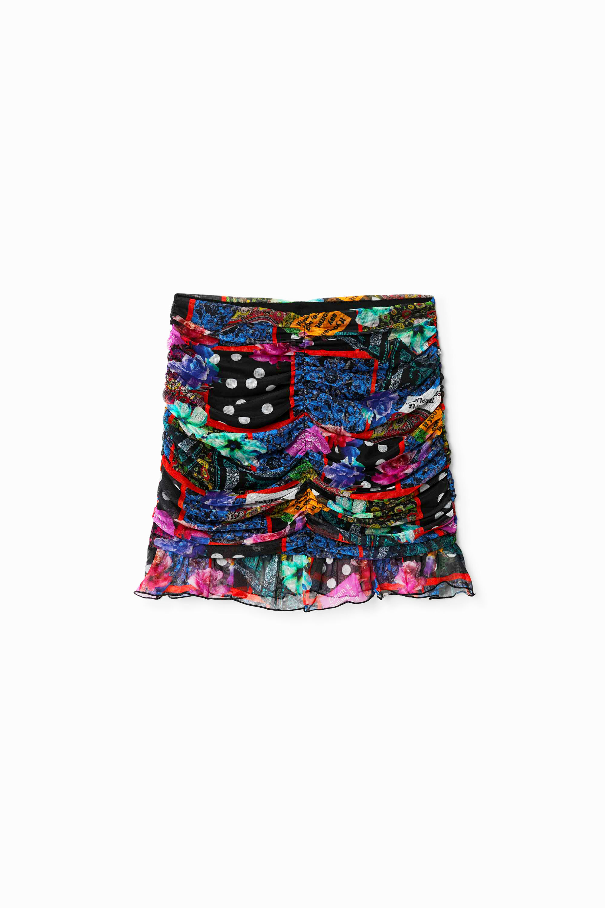 Minifalda drapeada patch digital